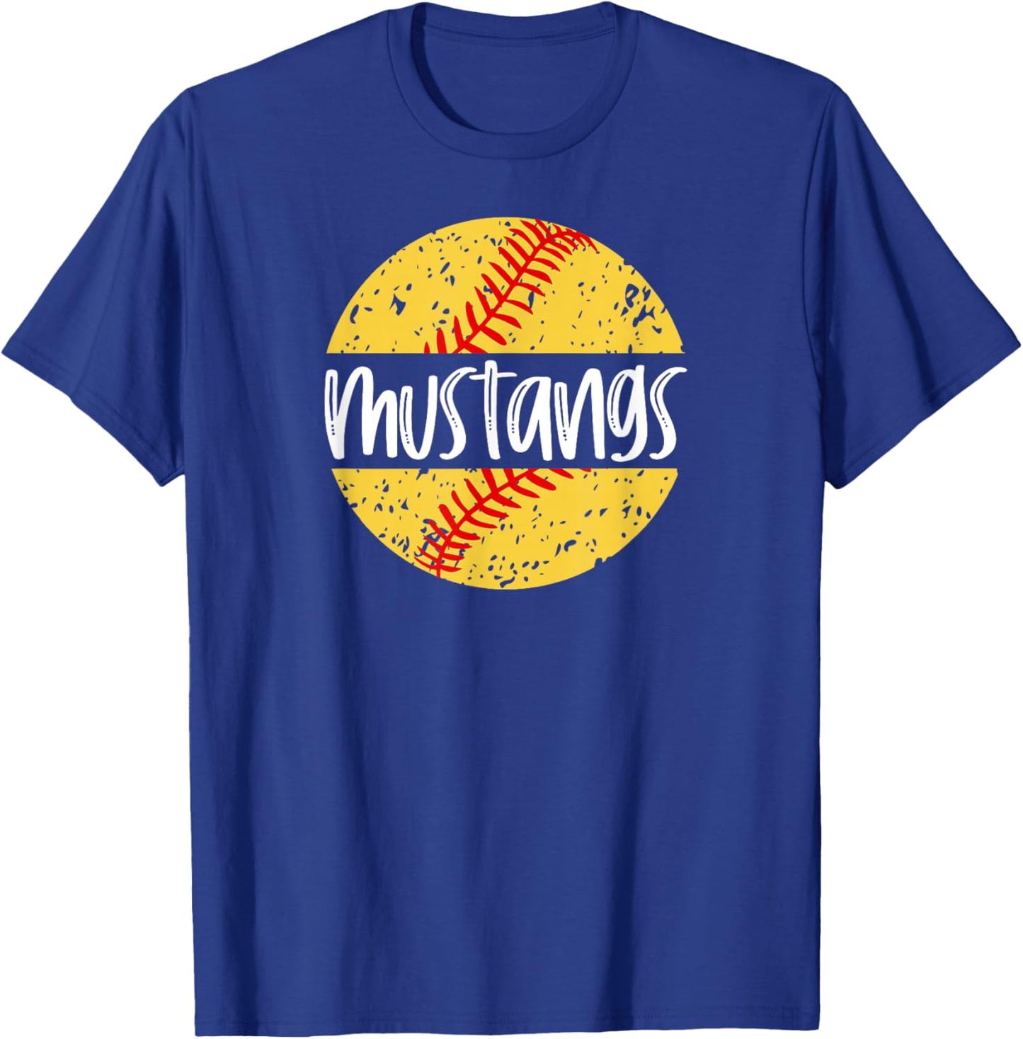 Mustangs Softball Team Mascot School Spirit Game Day T-Shirt - T-Shirt | Royal