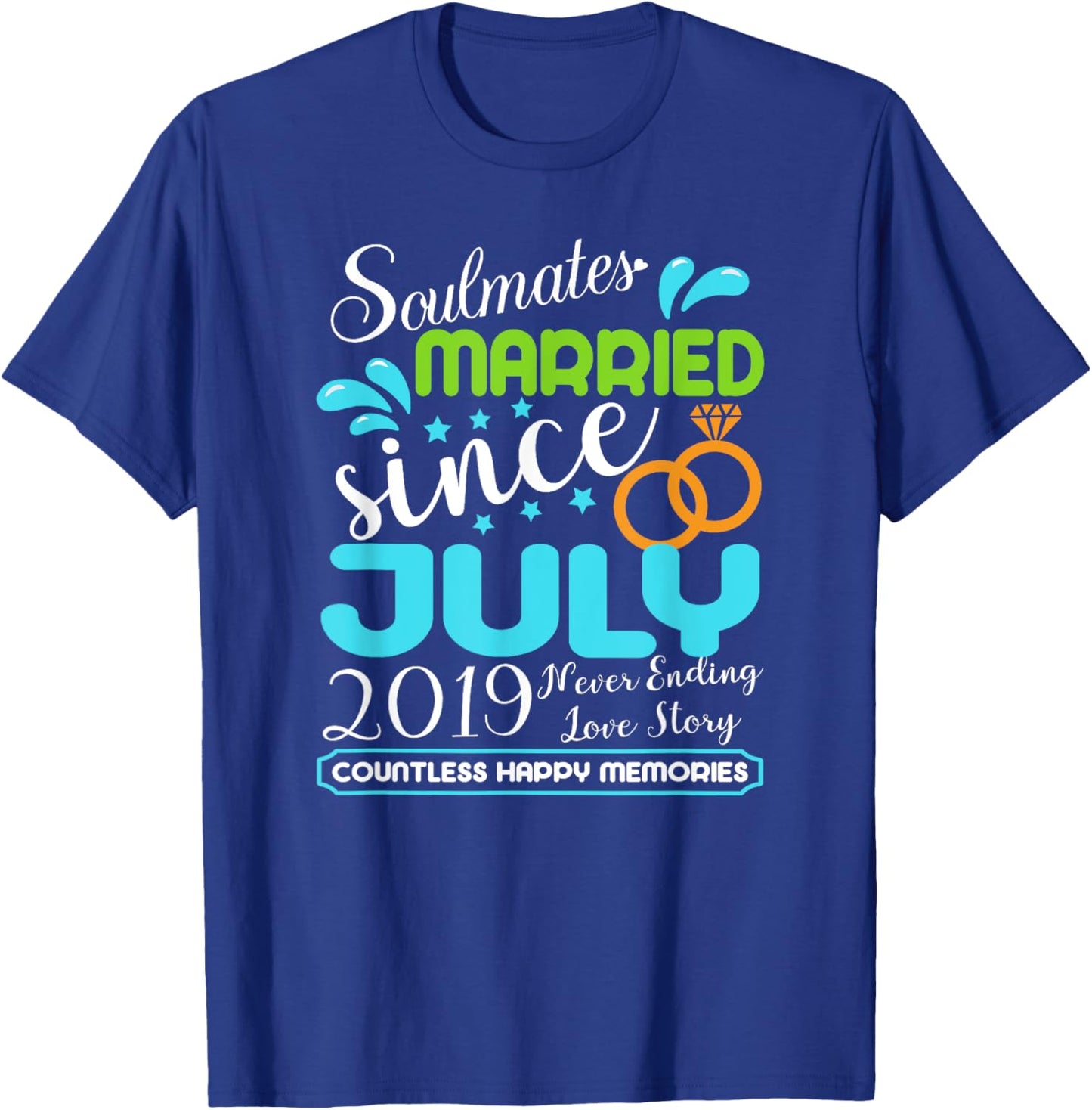 Married Since July 2019, 6th Wedding Anniversary T-Shirt - T-Shirt | Royal