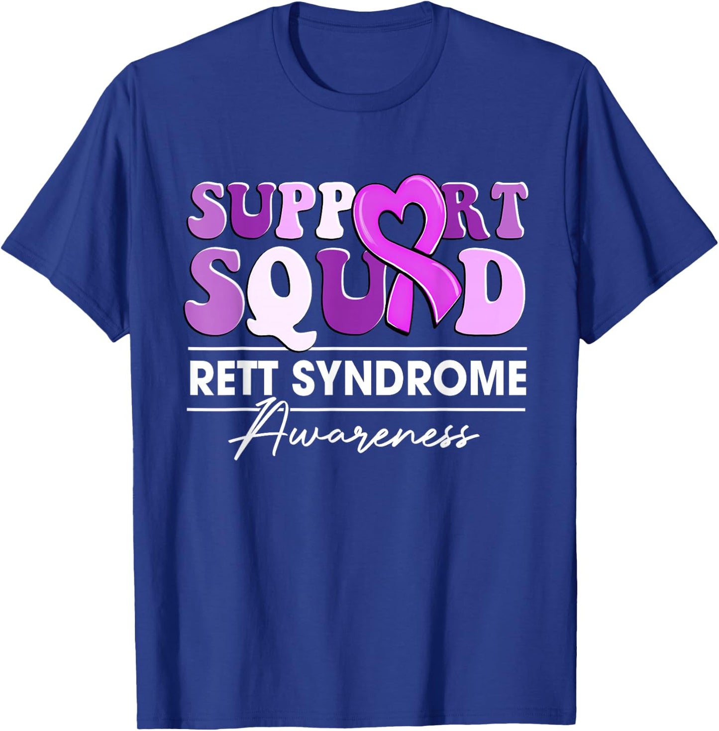 Groovy Support Squad Purple Ribbon Rett Syndrome Awareness T-Shirt - T-Shirt | Royal