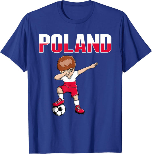 Dabbing Soccer Boy Poland Soccer Fans Jersey Polish Football T-Shirt - T-Shirt | Royal