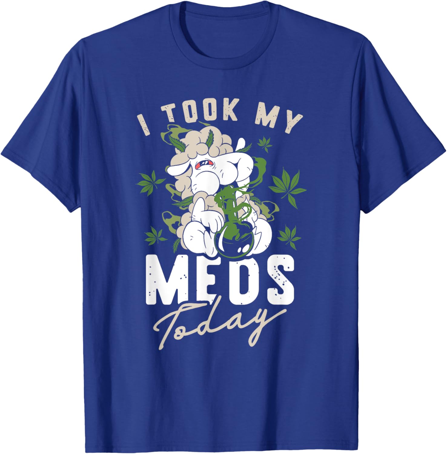 Cannabis I Marijuana Medication Weed Sheep Stoned Animal T-Shirt - T-Shirt | Royal