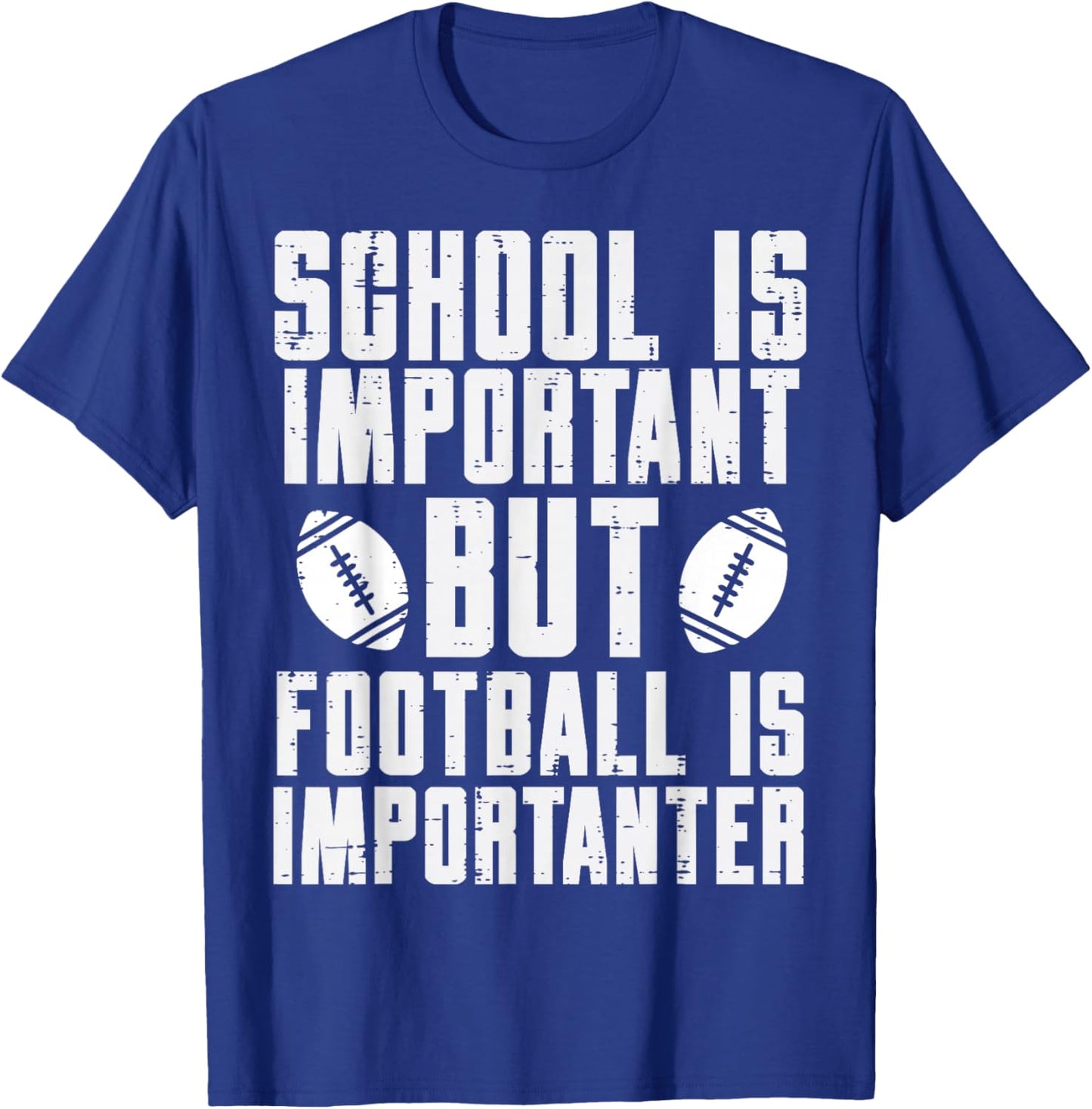 School Is Important American Football Funny Player Boys T-Shirt - T-Shirt | Royal