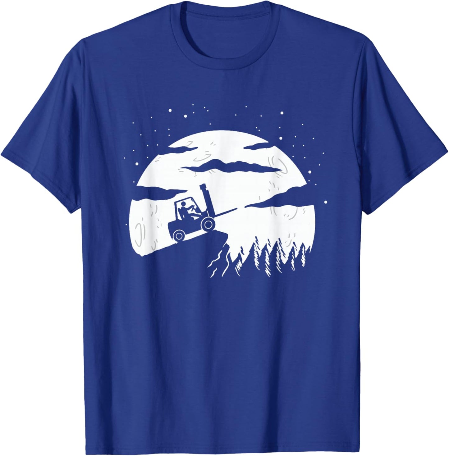 Forklift Driver | Moon Background | Funny Fork-Lift Truck T-Shirt - T-Shirt | Royal