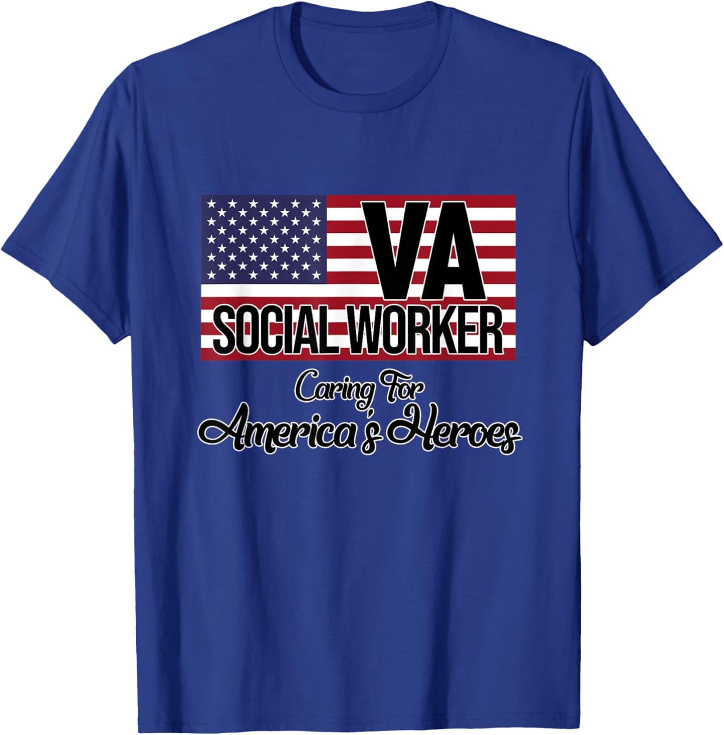 Social Worker VA USA Flag Social Work Month Graphic T-Shirt - T-Shirt | Royal