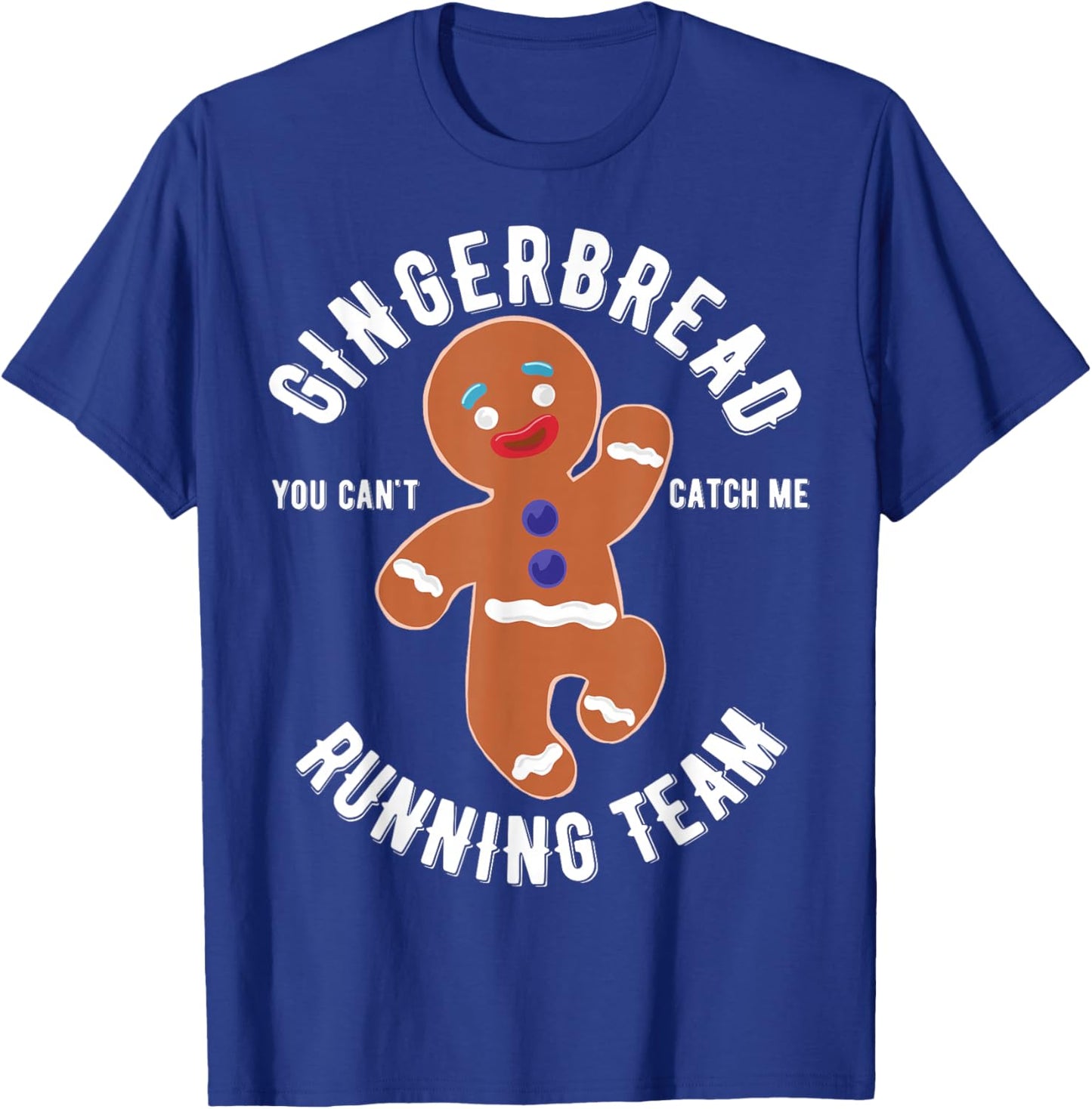 Miftees Christmas Gingerbread Running Team Adult Black Short Sleeve Classic Fit T-Shirt - T-Shirt | Royal