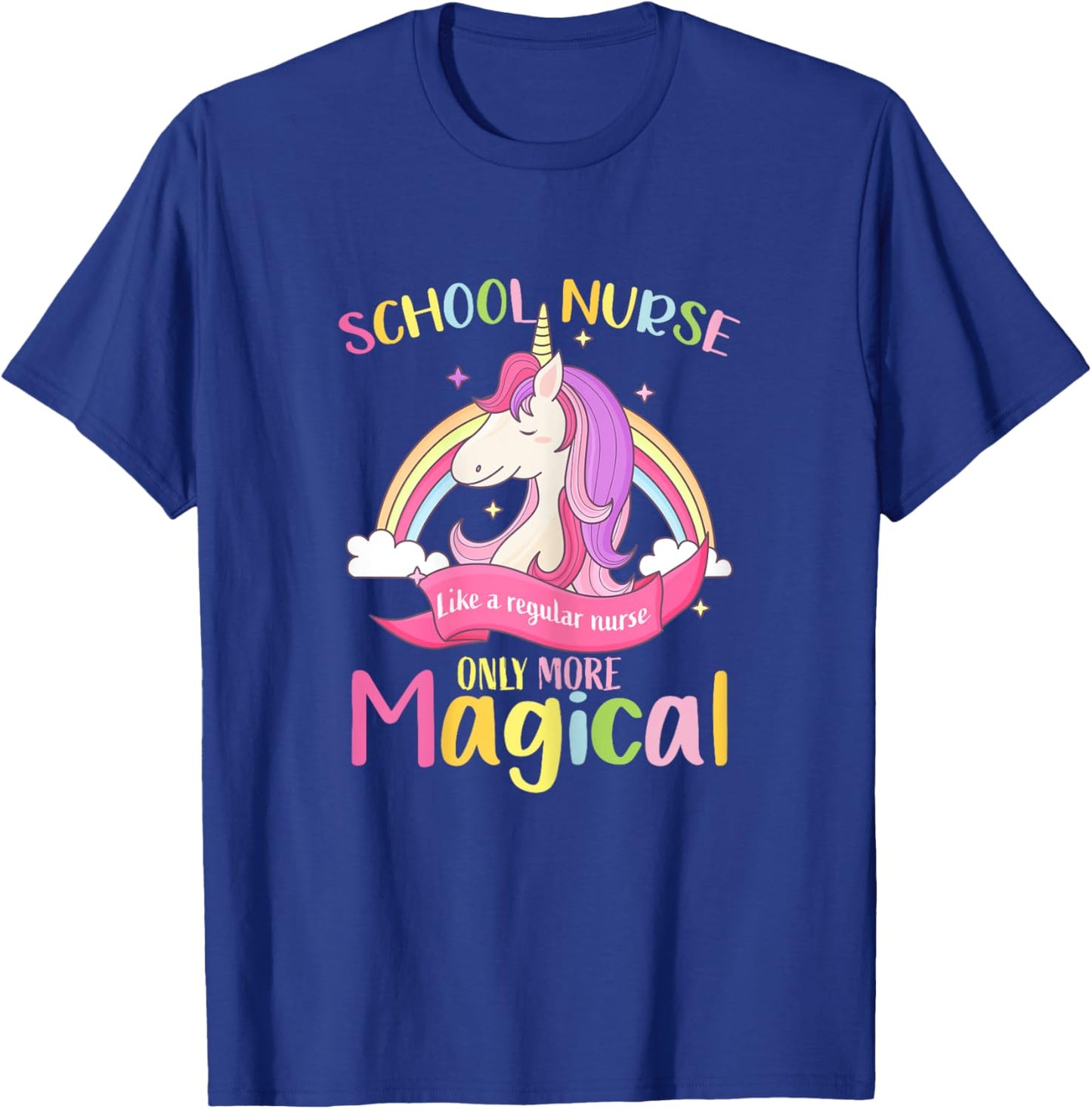 Cute School Nurse Unicorn Magical, Back To School T-Shirt - T-Shirt | Royal