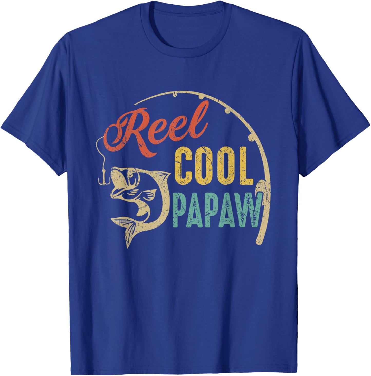 Funny Fathers Day Vintage Fishing Reel Cool Papaw T-Shirt - T-Shirt | Royal