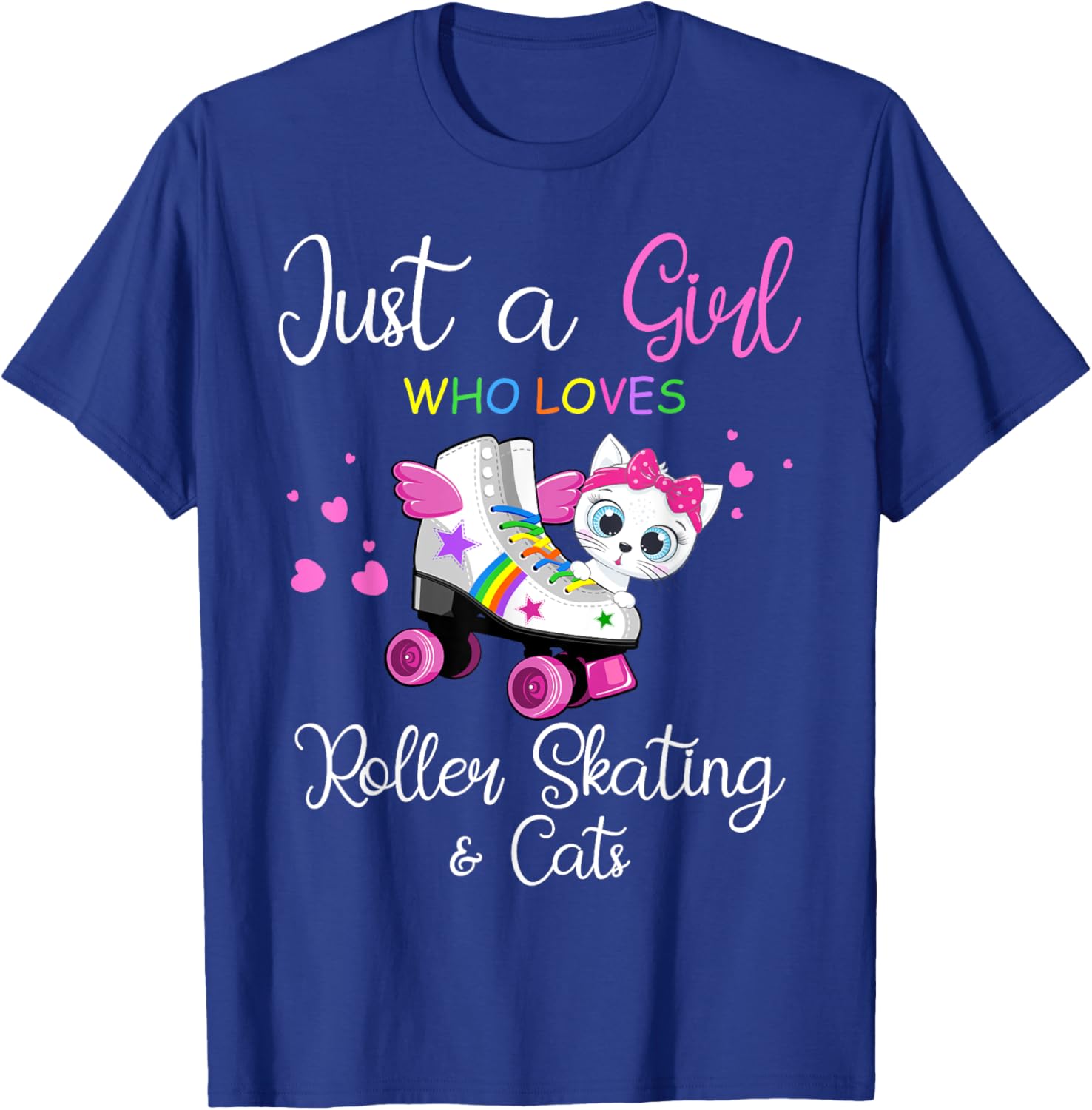 Just A Girl Who Loves Roller Skating & Cats Roller Skaters T-Shirt - T-Shirt | Royal