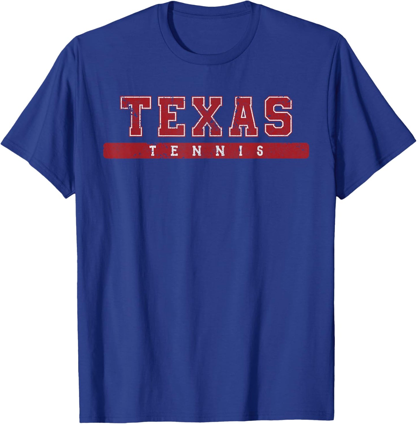 Texas Tennis Red Vintage Text T-Shirt - T-Shirt | Royal