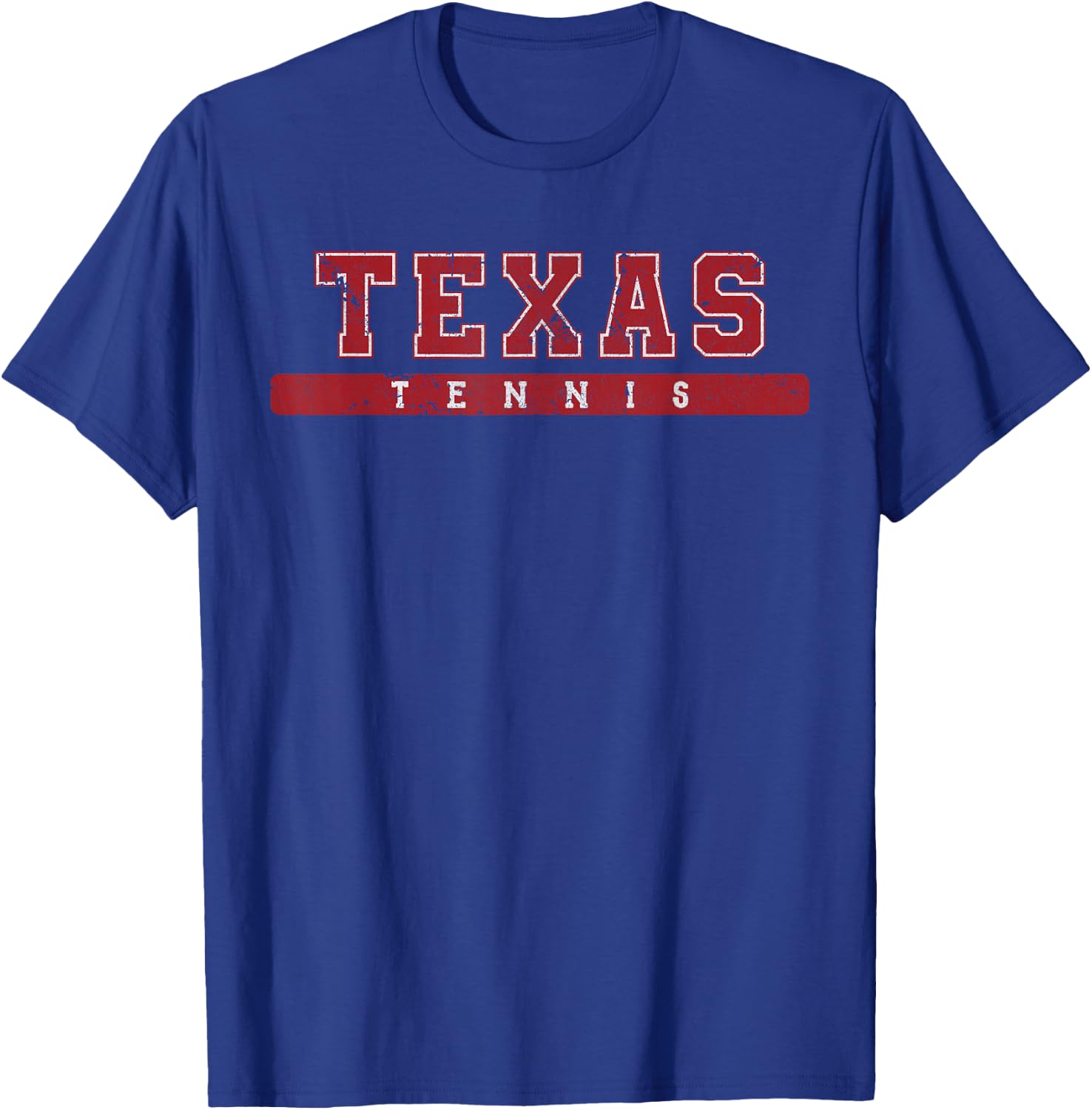 Texas Tennis Red Vintage Text T-Shirt - T-Shirt | Royal