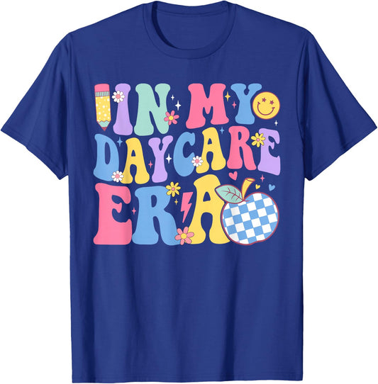In My Daycare Era Groovy Teacher Daycare First Day Of School T-Shirt - T-Shirt | Royal