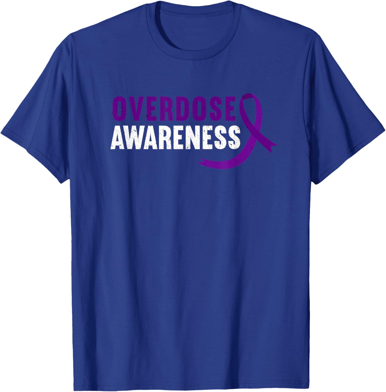 Overdose Awareness Purple Ribbon Drug Addiction Recovery T-Shirt - T-Shirt | Royal