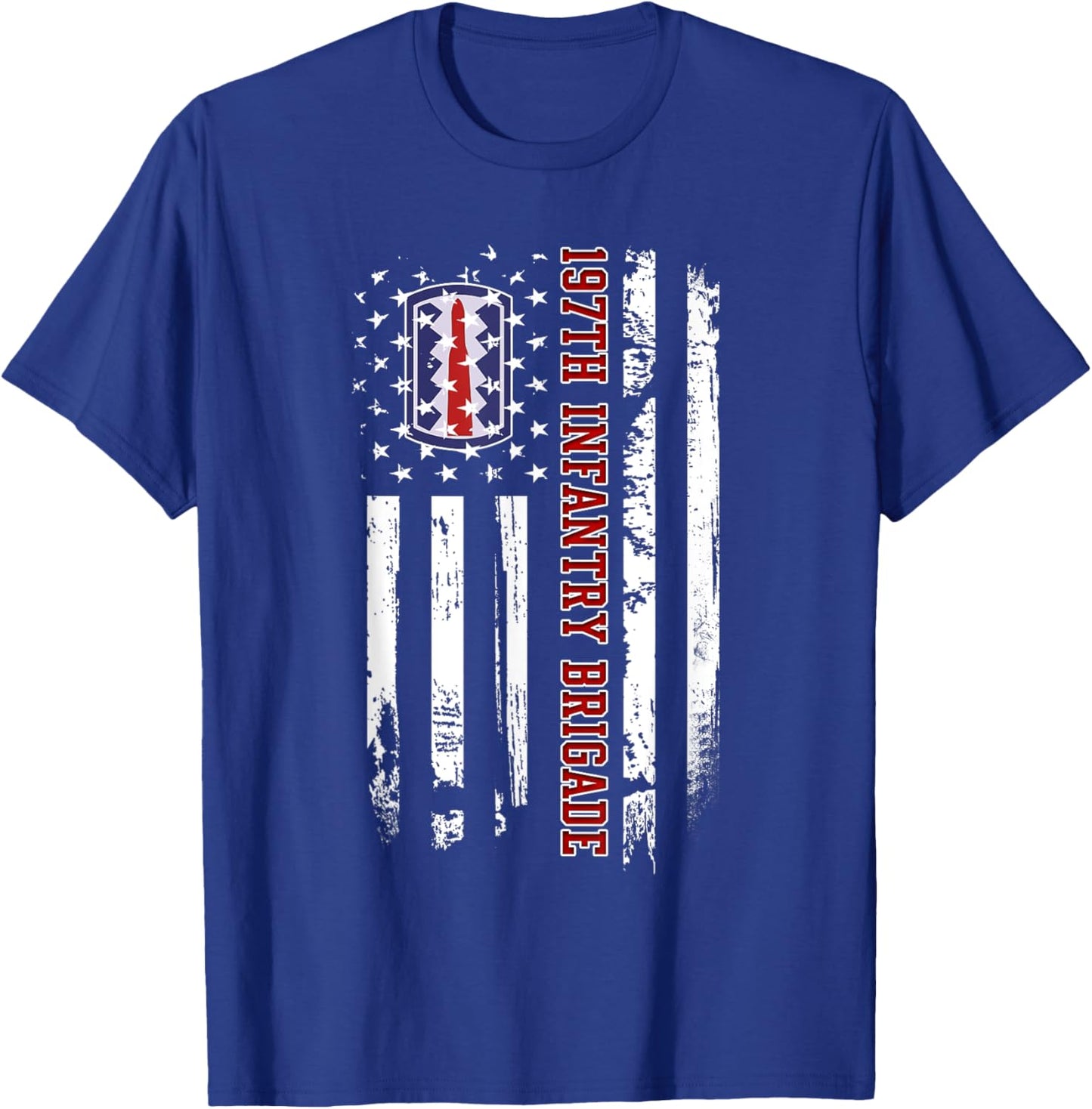 197th Infantry Brigade Veteran USA Flag Veterans Day Xmas Women Men T-Shirt - T-Shirt | Royal