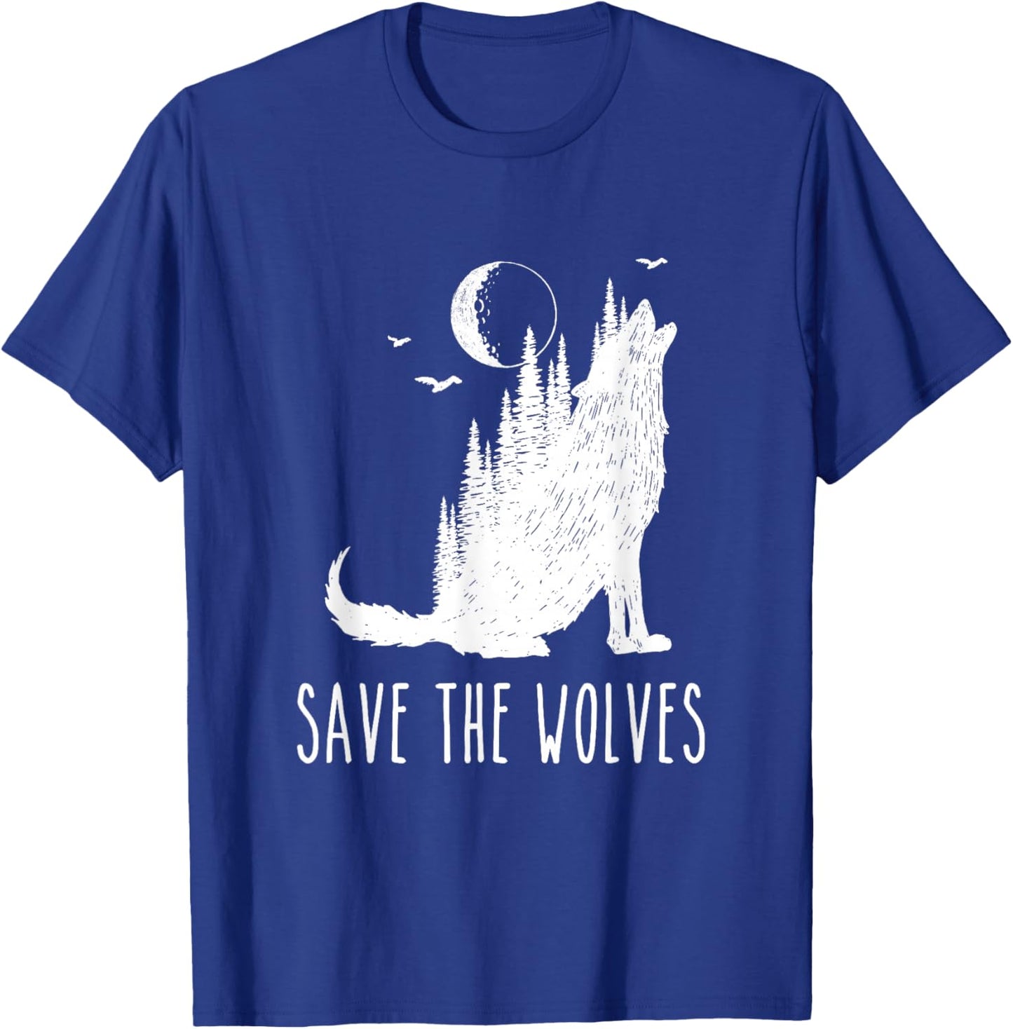 Save The Wolves Earth Day Wildlife Conservancy Howling Wolf T-Shirt - T-Shirt | Royal