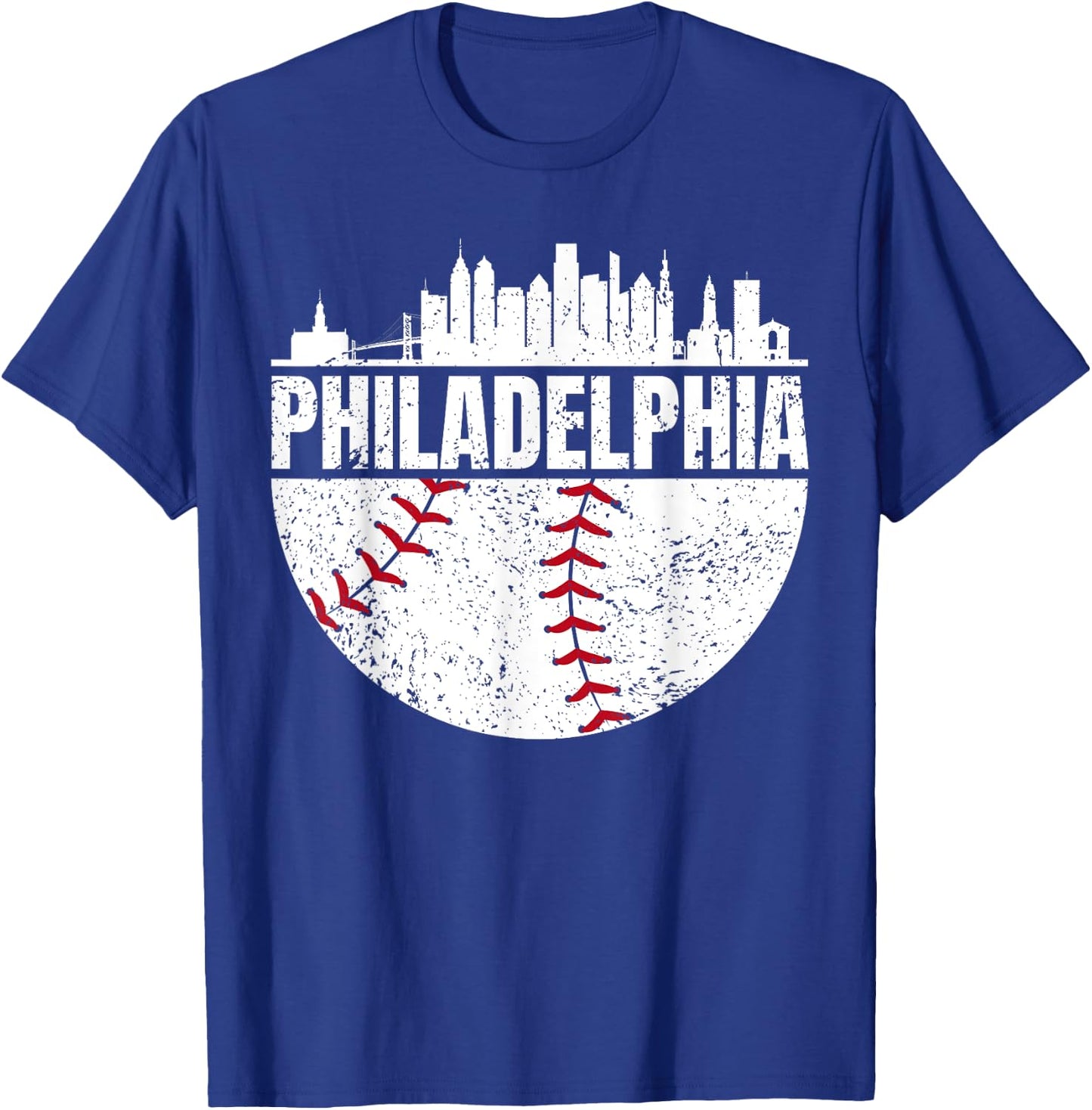 Vintage Philadelphia Skyline Baseball Retro Cityscap T-Shirt - T-Shirt | Royal