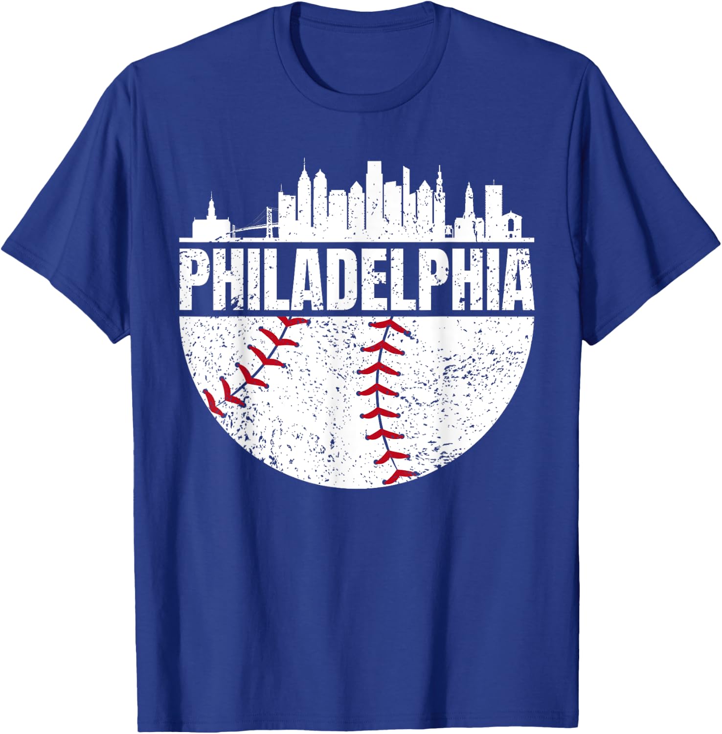 Vintage Philadelphia Skyline Baseball Retro Cityscap T-Shirt - T-Shirt | Royal