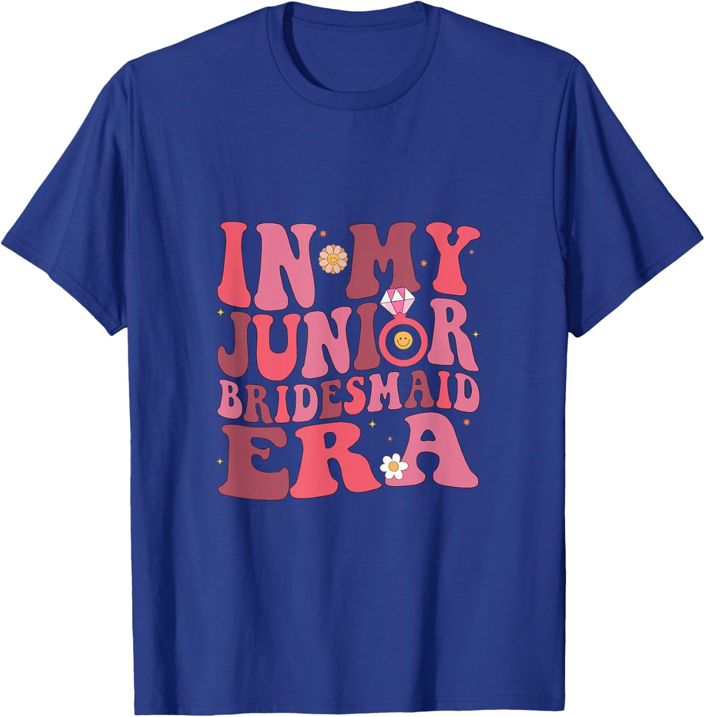 Retro Groovy In My Junior Bridesmaid Era Wedding Engagement T-Shirt - T-Shirt | Royal