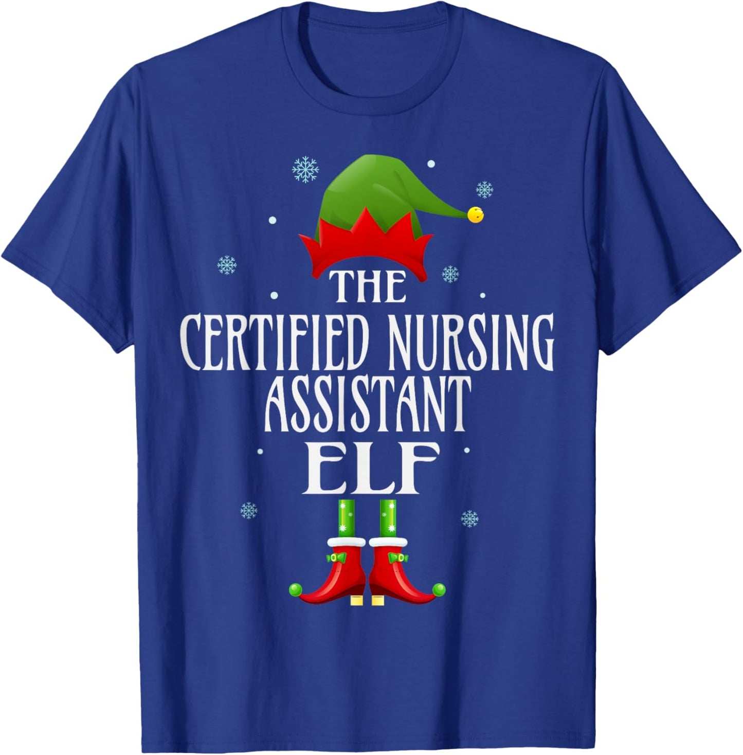 CNA Certified Nursing Assistant Elf Xmas Matching Christmas T-Shirt - T-Shirt | Royal