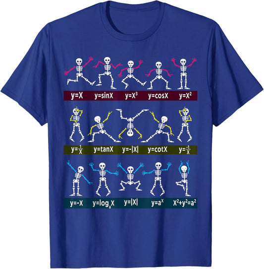 Algebra Dance Funny Function Skeleton Geek Pun Math Equation T-Shirt - T-Shirt | Royal