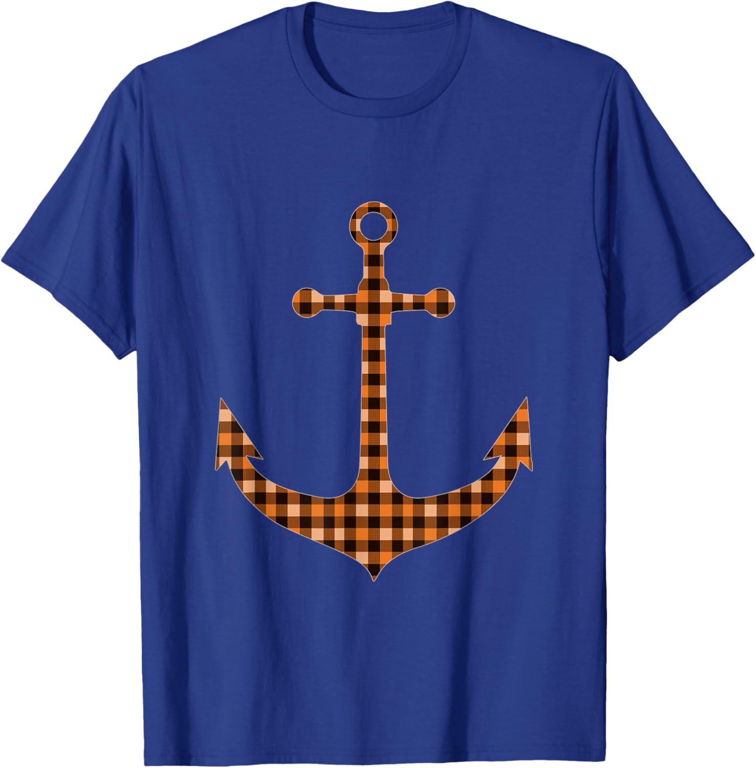 Black Orange Plaid Anchor Halloween Party Fall Autumn T-Shirt - T-Shirt | Royal