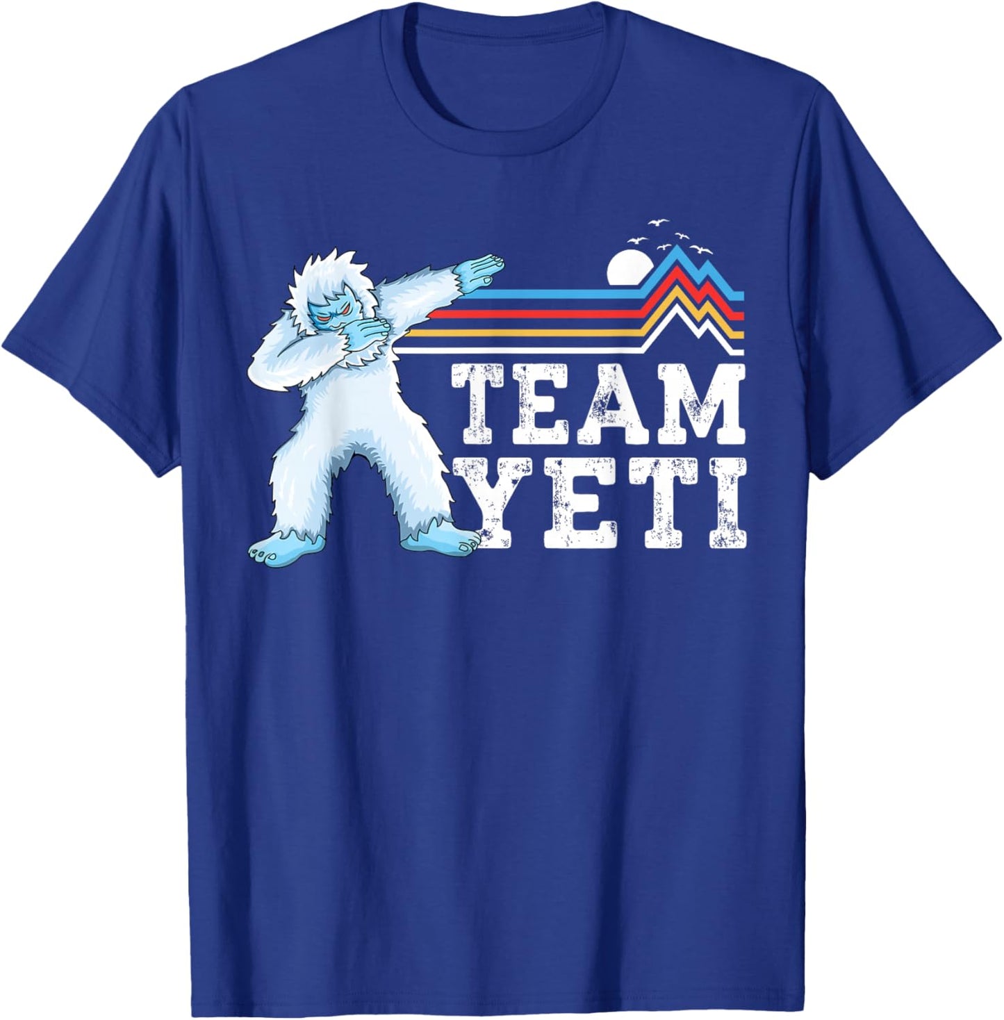 Dabbing Yeti Vintage Sunset mountain bigfoot lover team yeti T-Shirt - T-Shirt | Royal