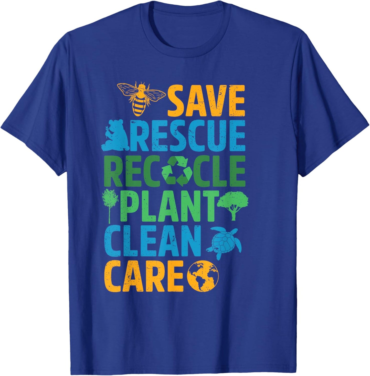 Save Bees Rescue Animals Recycle Plastict Earth Day men kids T-Shirt - T-Shirt | Royal