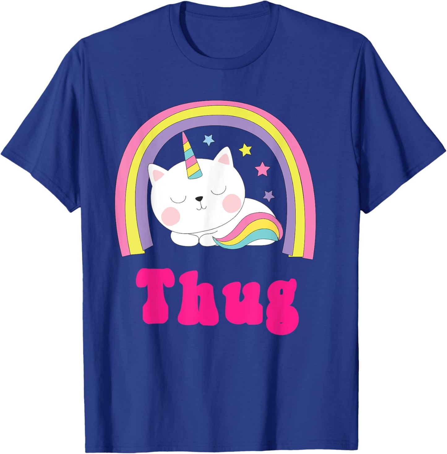 Thug Shirts | Sarcastic Retro Rainbow Funny Unicorn Thug T-Shirt - T-Shirt | Royal