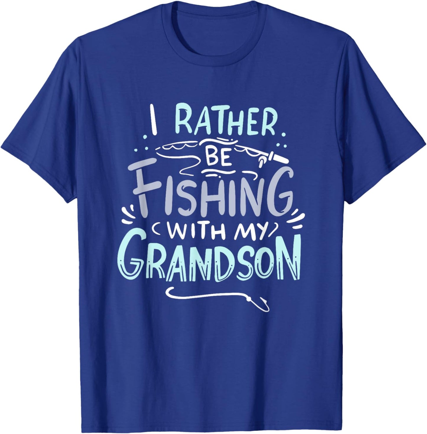 Fishing With My Grandson I Grandpa And Grandson I Grandpa T-Shirt - T-Shirt | Royal