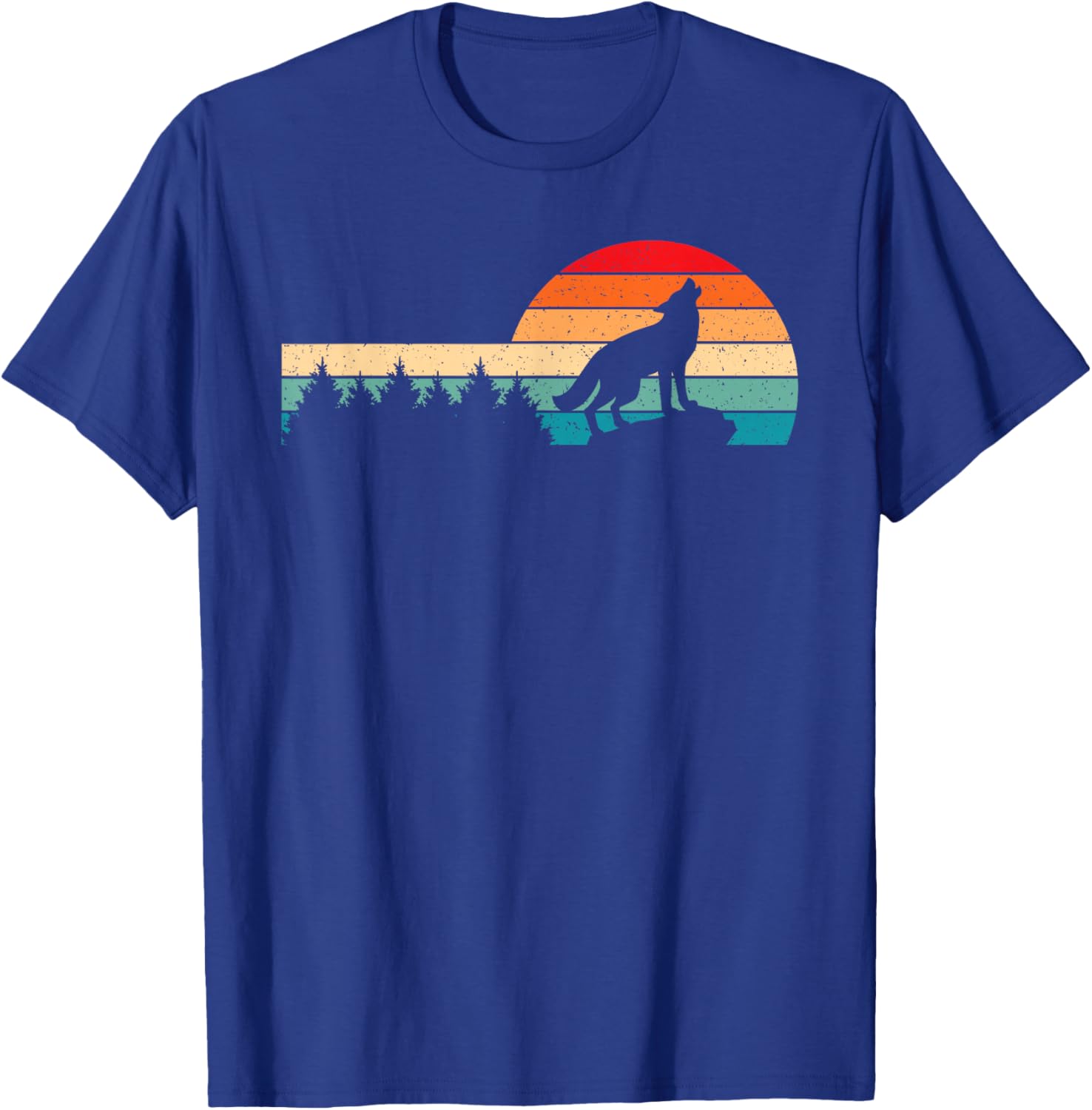Retro Wolf Forest Wild Animal Wilderness Men Women T-Shirt - T-Shirt | Royal
