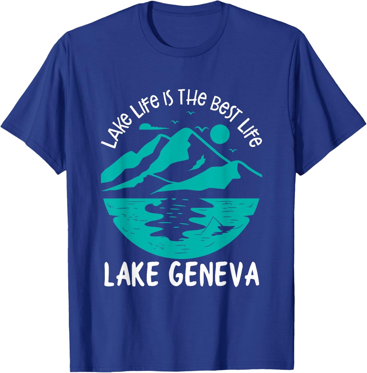 I I Rather Be Fishing at Lake Geneva Fisherman Wisconsin T-Shirt - T-Shirt | Royal
