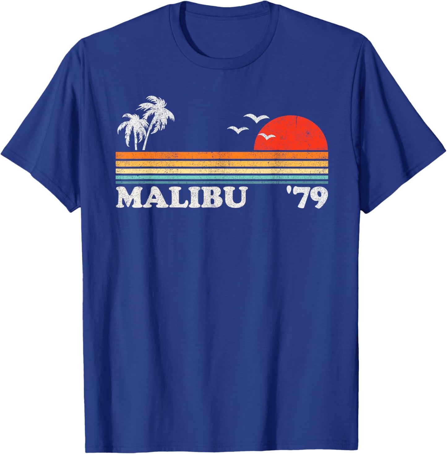 Vintage Malibu California Beach Retro Sun Surfing 70's Gift Men Women Kids T-Shirt - T-Shirt | Royal