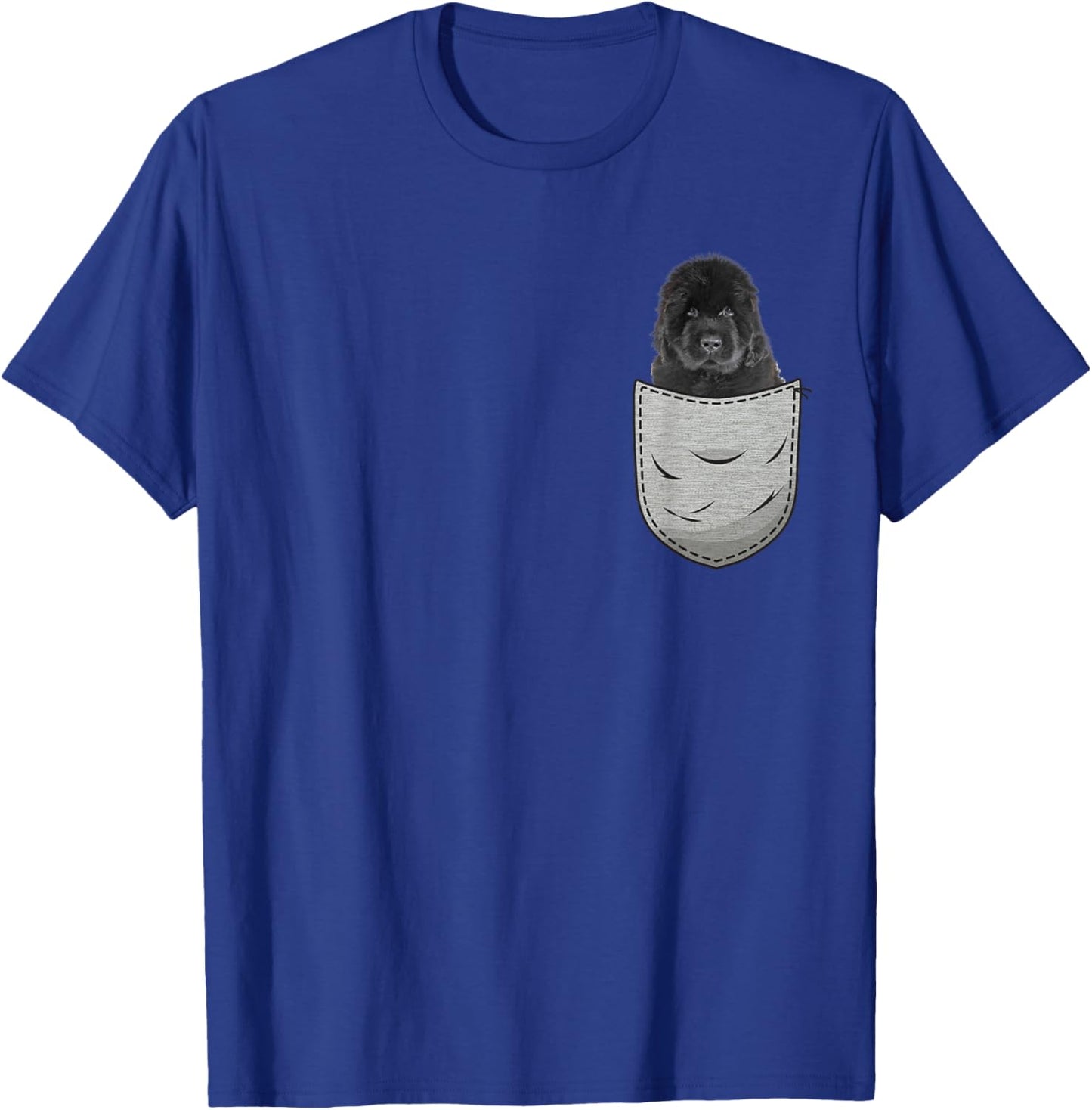 Newfie Newfoundland Puppy Chest Bag Pocket Dog Owners T-Shirt - T-Shirt | Royal