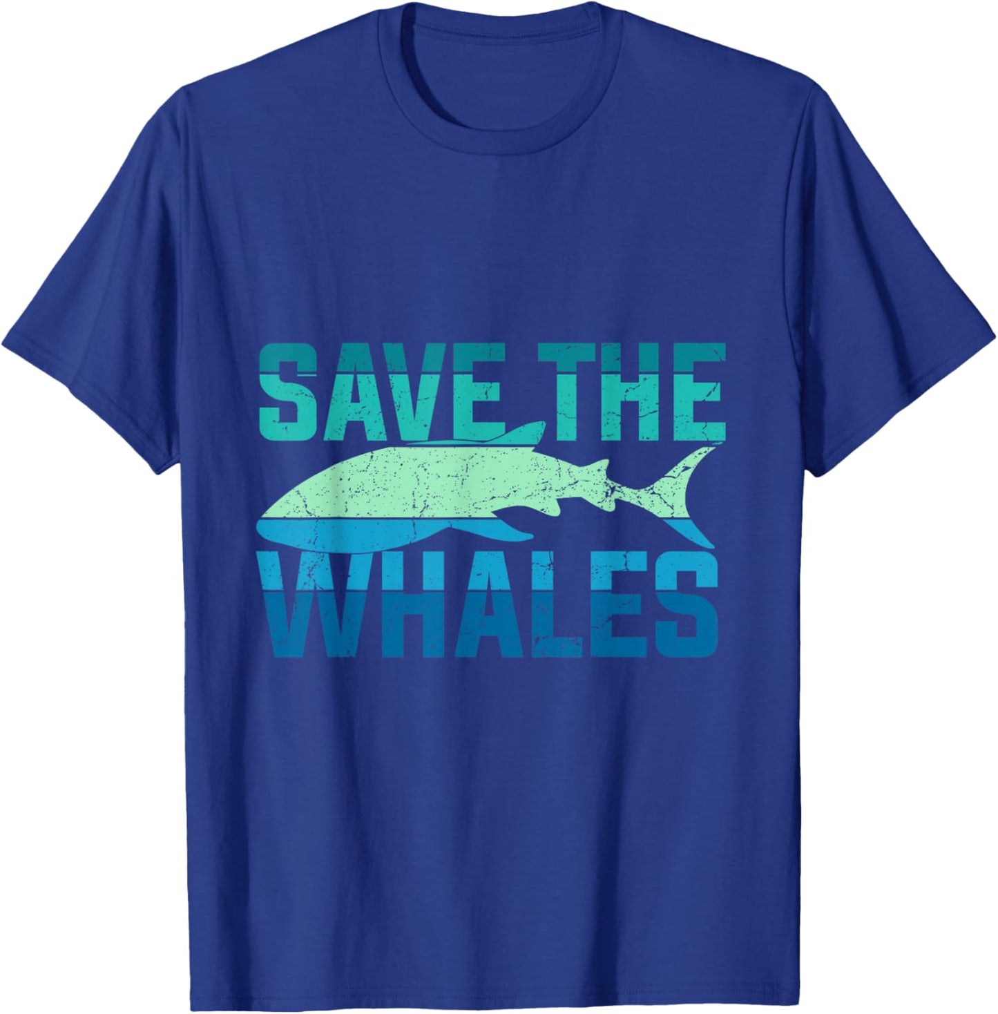 Save The Whales Distressed Vintage Environmentalist T-Shirt - T-Shirt | Royal
