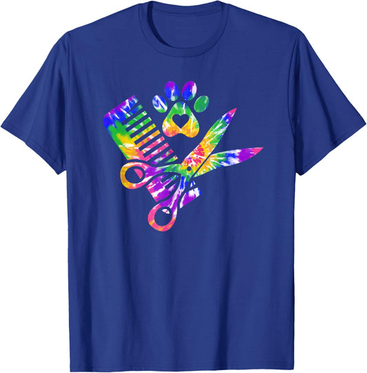 Dog Groomer Tie Dye Cute for Future Dog Groomers T-Shirt - T-Shirt | Royal