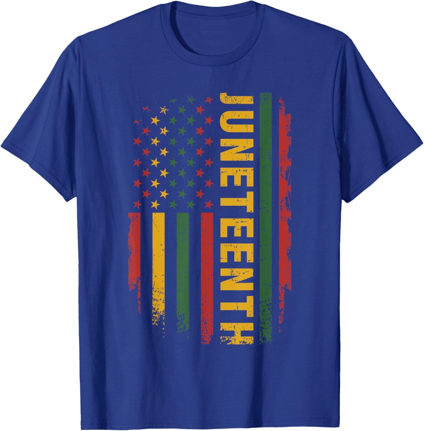 American flag pan african colors for celebrating Juneteenth T-Shirt - T-Shirt | Royal