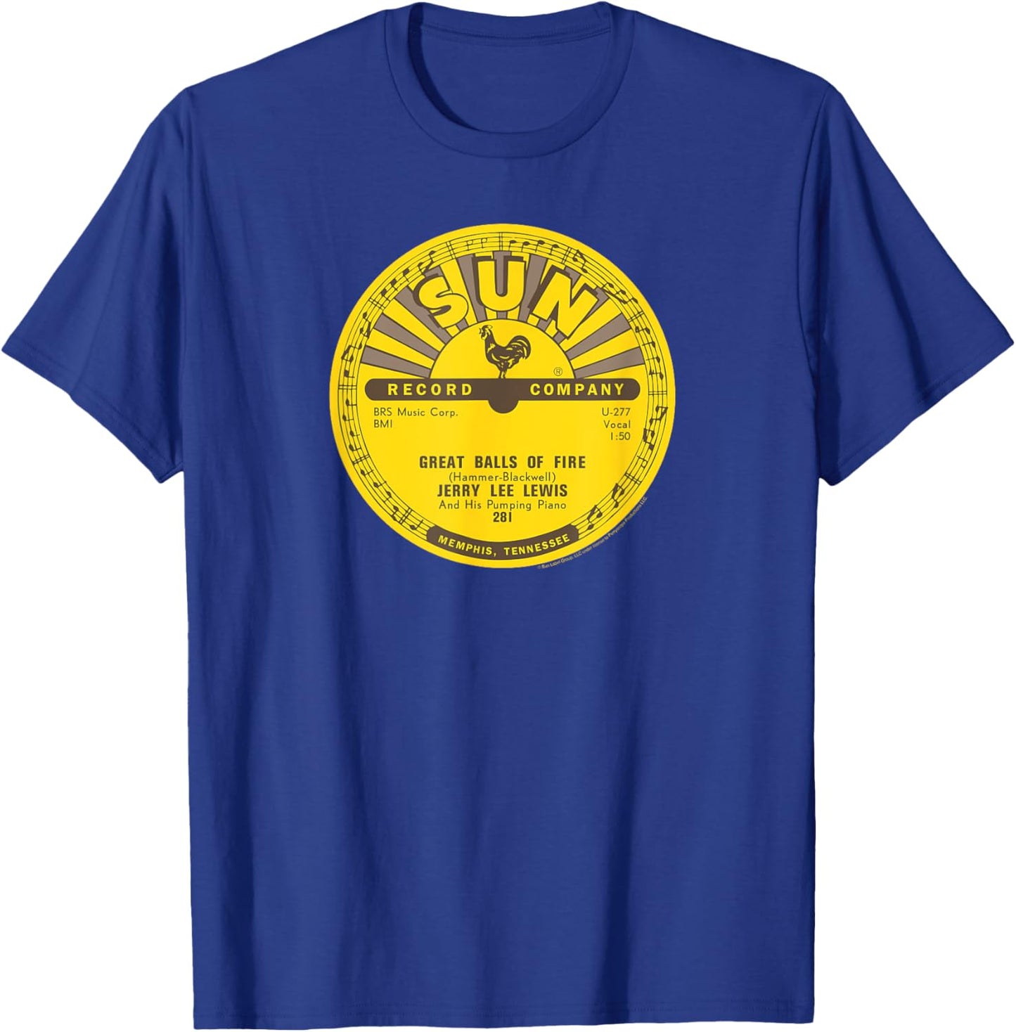 Sun Records Vinyl Jerry Lee Lewis Great Balls Of Fire T-Shirt - T-Shirt | Royal