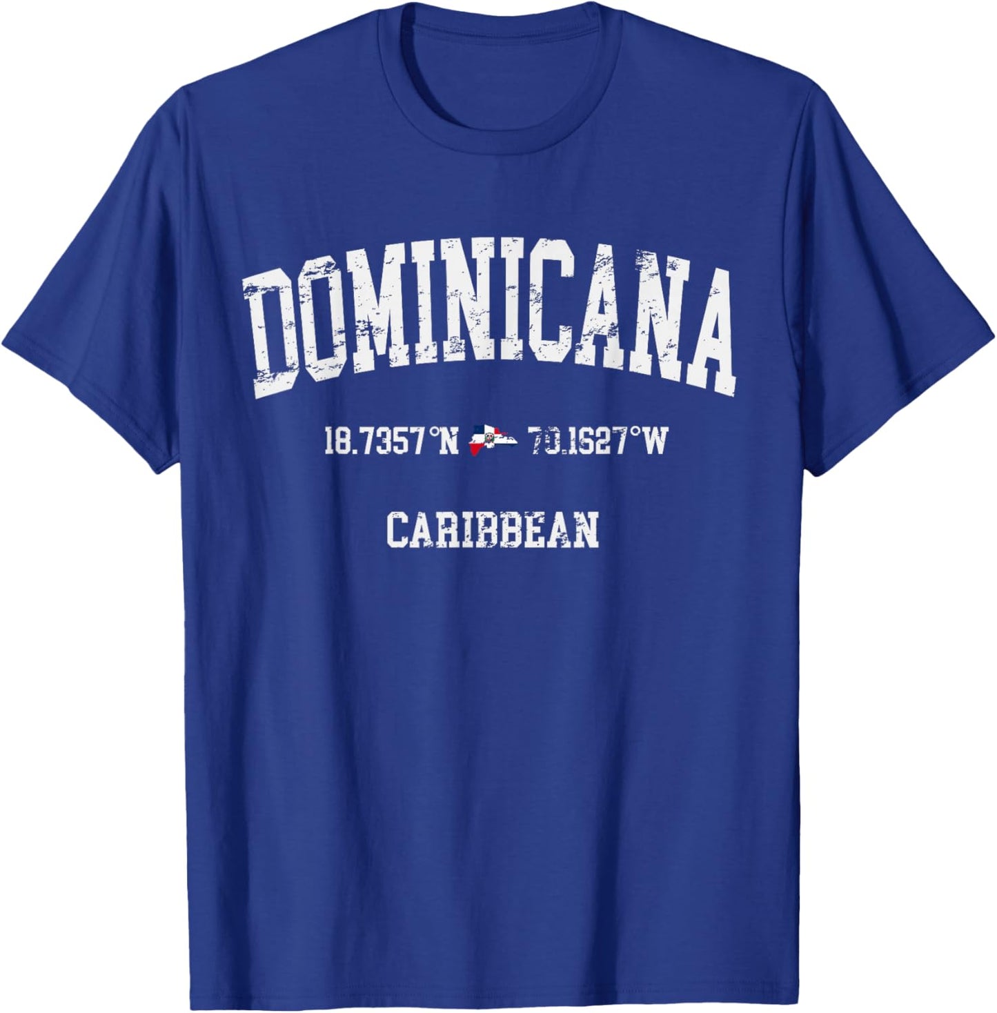 Dominicana Republic Latitude Longitude Dominican Flag T-Shirt - T-Shirt | Royal