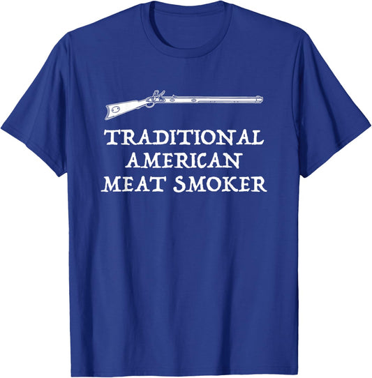 Muzzleloader American Meat Smoker Funny Flintlock T-Shirt - T-Shirt | Royal