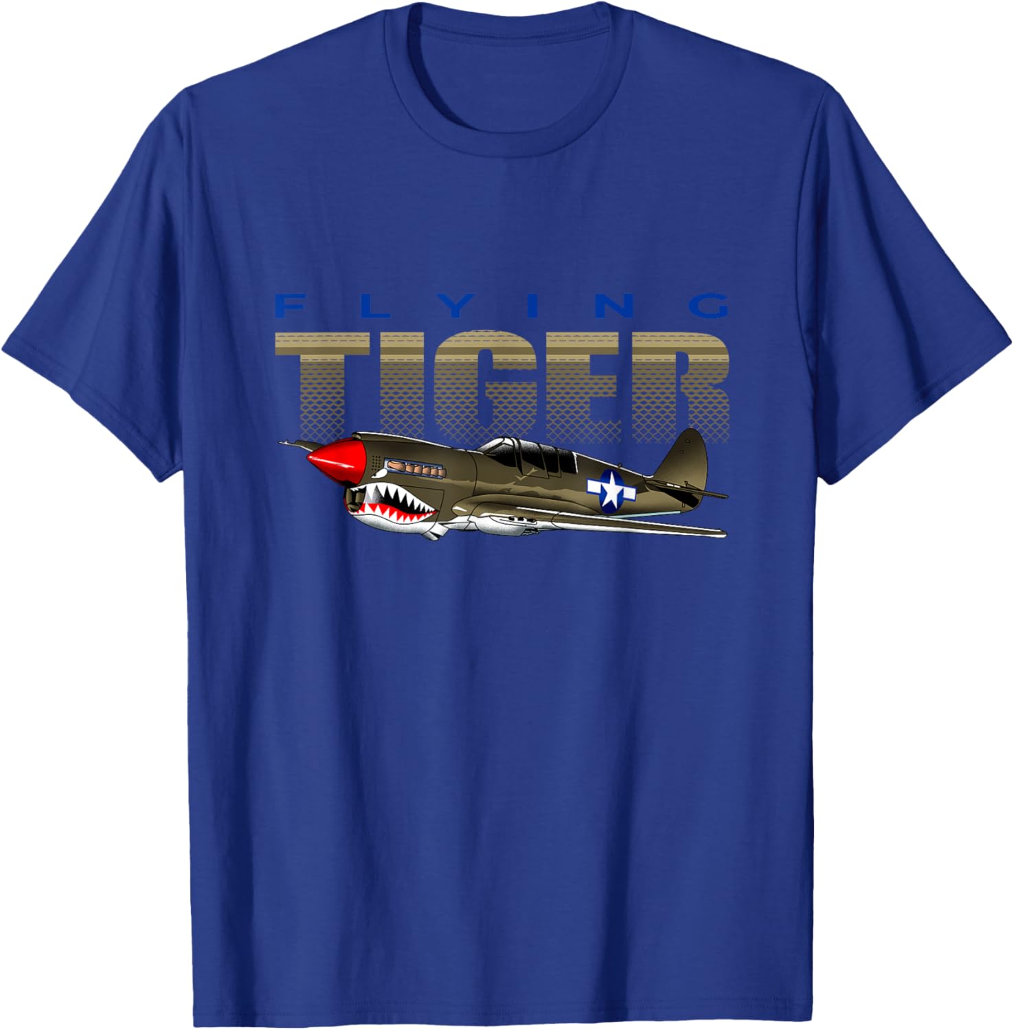 USA Military Vintage Warbird Warhawk Airplane T-Shirt - T-Shirt | Royal
