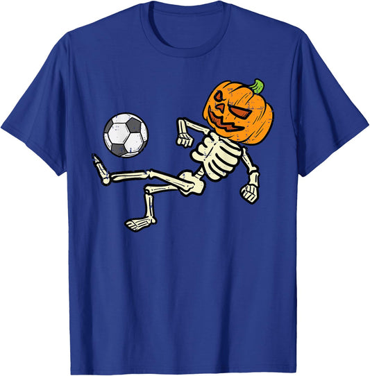 Halloween Soccer Pumpkin Skeleton Football Boys Kids Men T-Shirt - T-Shirt | Royal