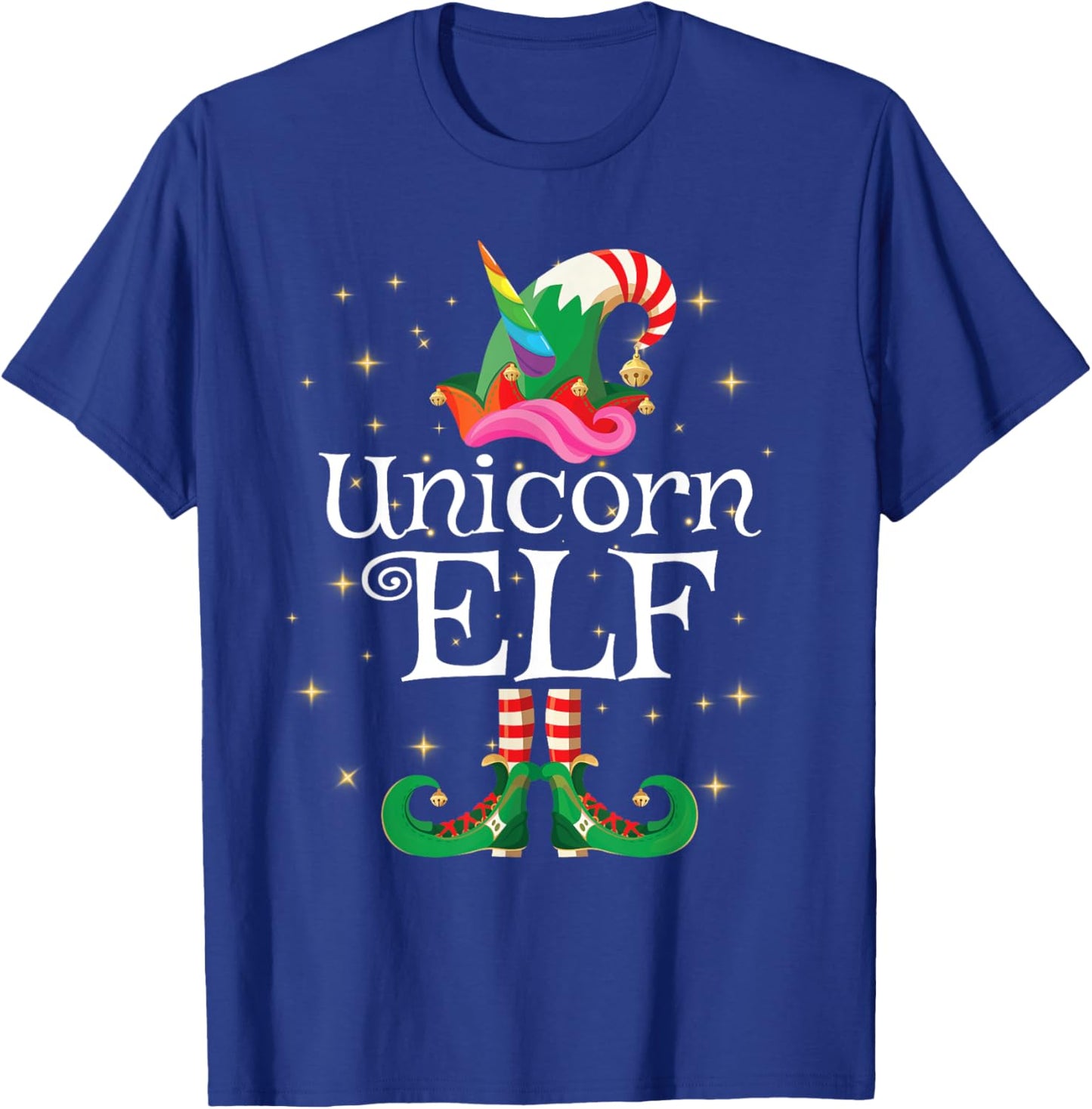 Unicorn Elf Shirt Girls Women Funny Matching Christmas Elf T-Shirt - T-Shirt | Royal