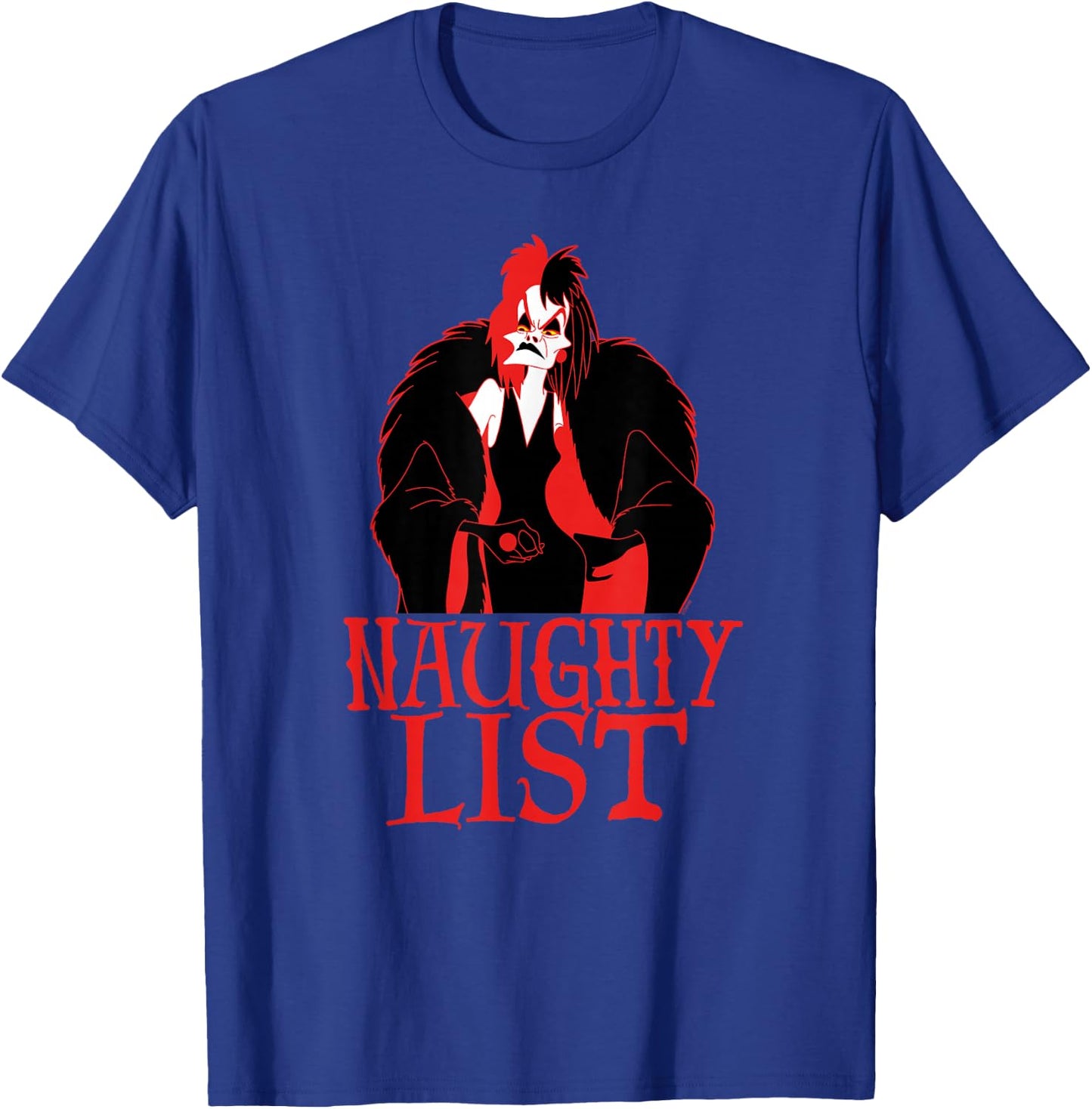 Disney Villains Holiday Christmas Cruella Naughty List T-Shirt - T-Shirt | Royal