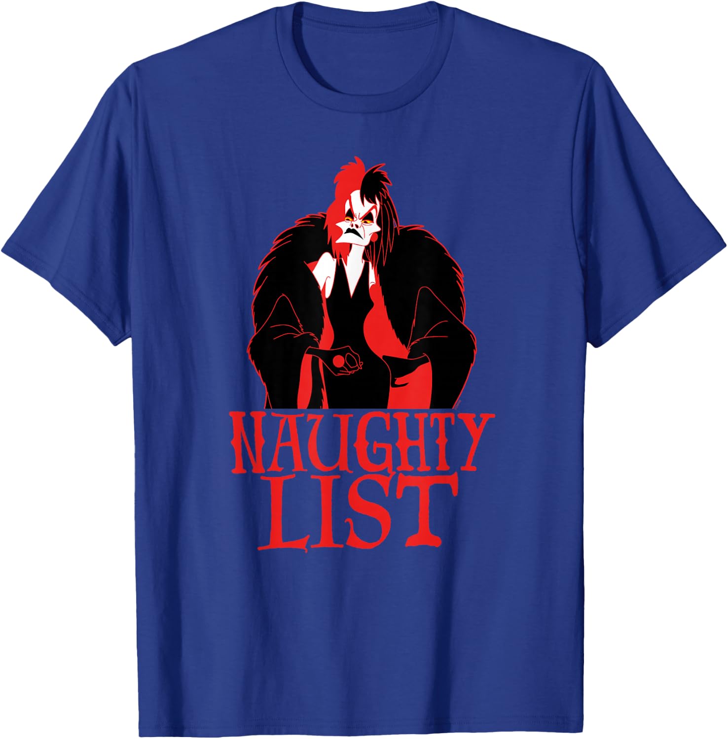 Disney Villains Holiday Christmas Cruella Naughty List T-Shirt - T-Shirt | Royal