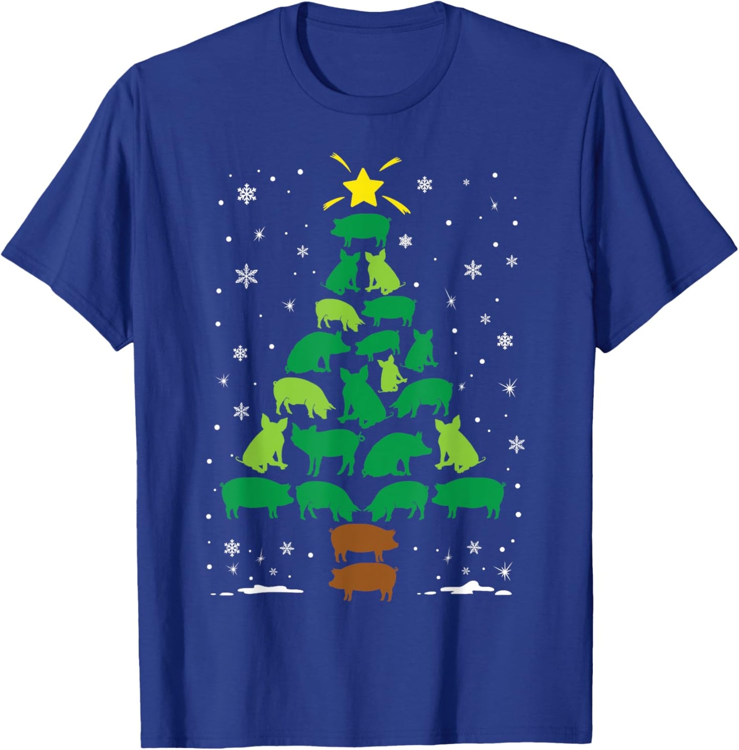 Pig Lovers Pet Farmer Holiday Family Matching Christmas Tree T-Shirt - T-Shirt | Royal