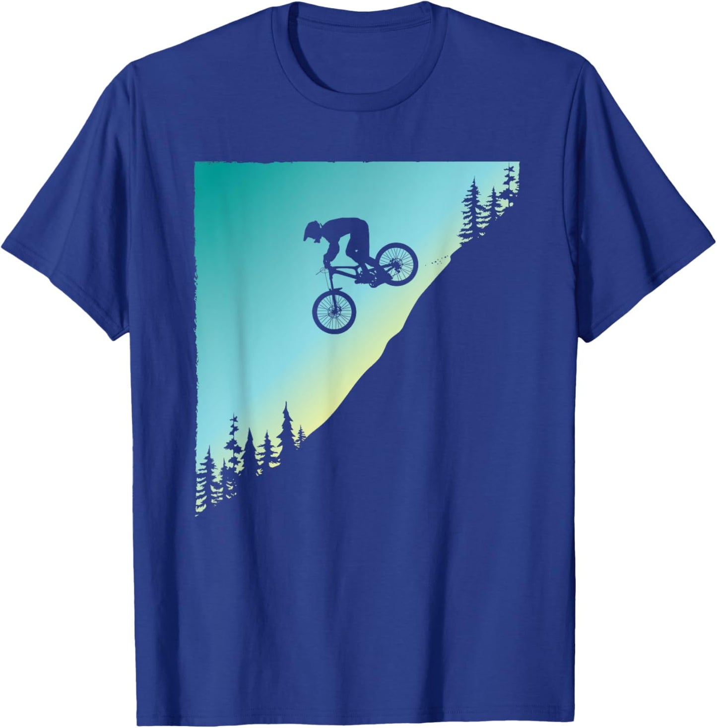 Downhill Bike Jump Mountain Biking MTB Trail Ride Sunset T-Shirt - T-Shirt | Royal