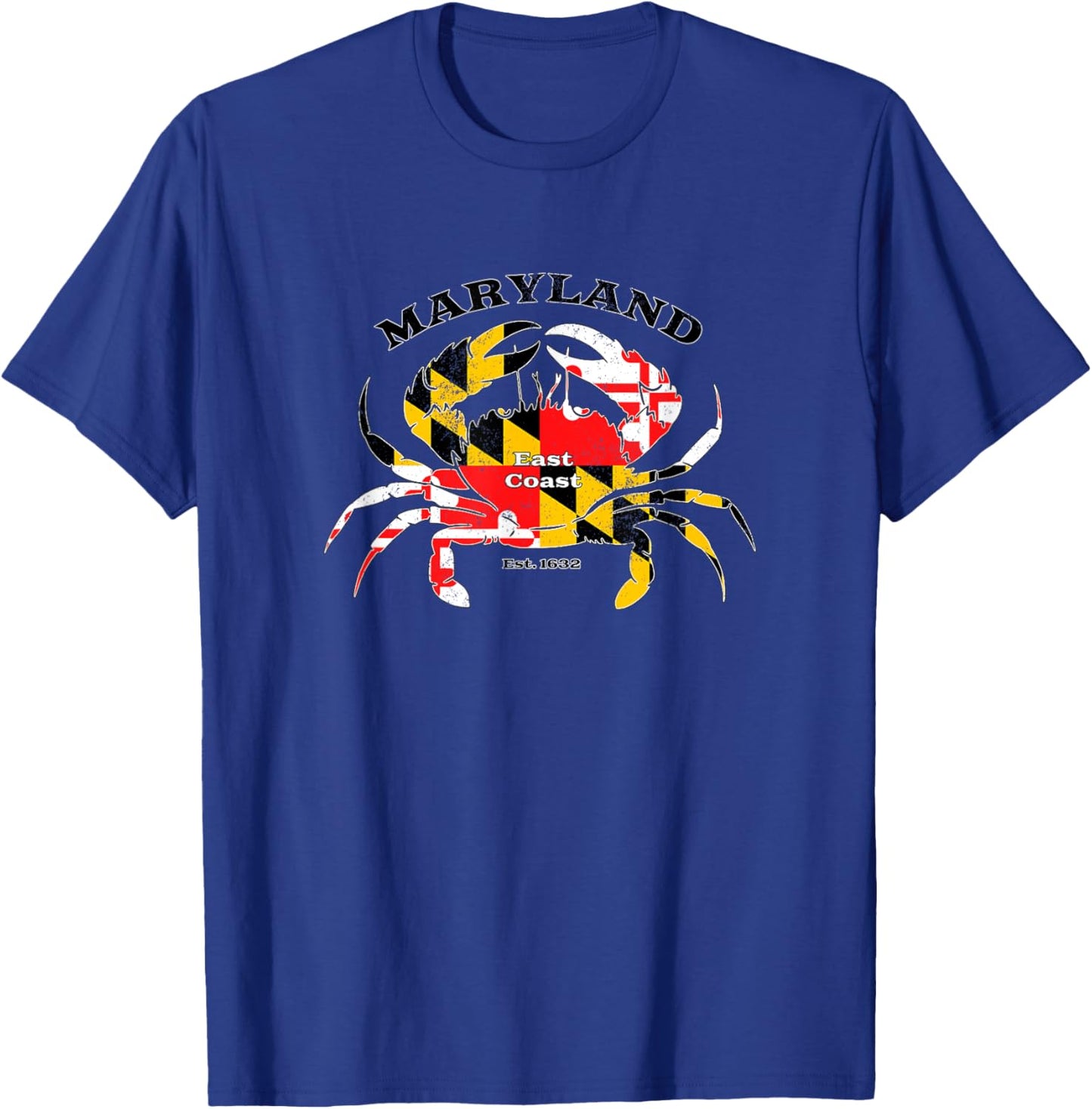 Maryland State Flag Crab Pride Annapolis Baltimore Fishing T-Shirt - T-Shirt | Royal