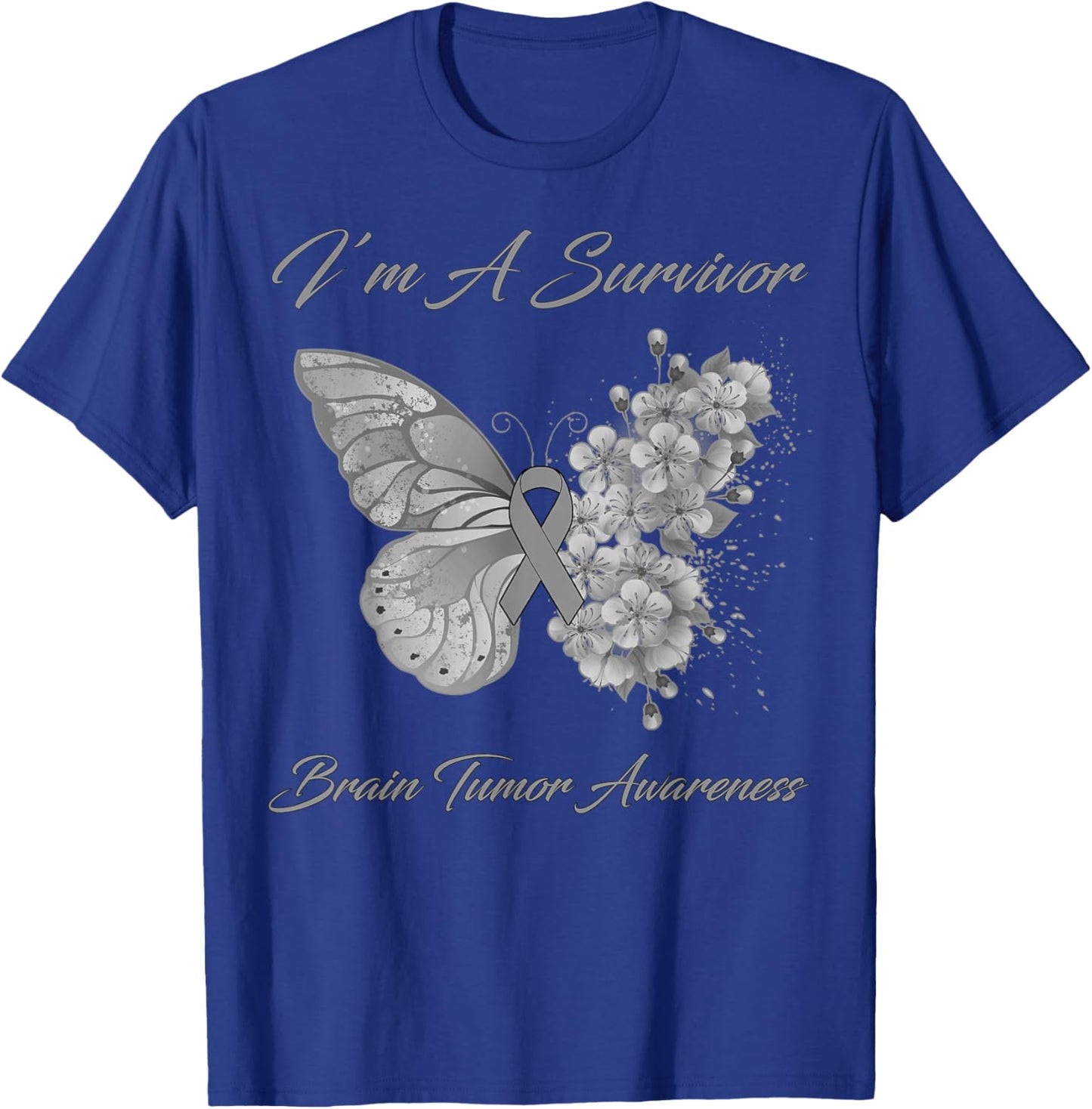 Butterfly I’m A Survivor Brain Tumor Awareness T-Shirt - T-Shirt | Royal