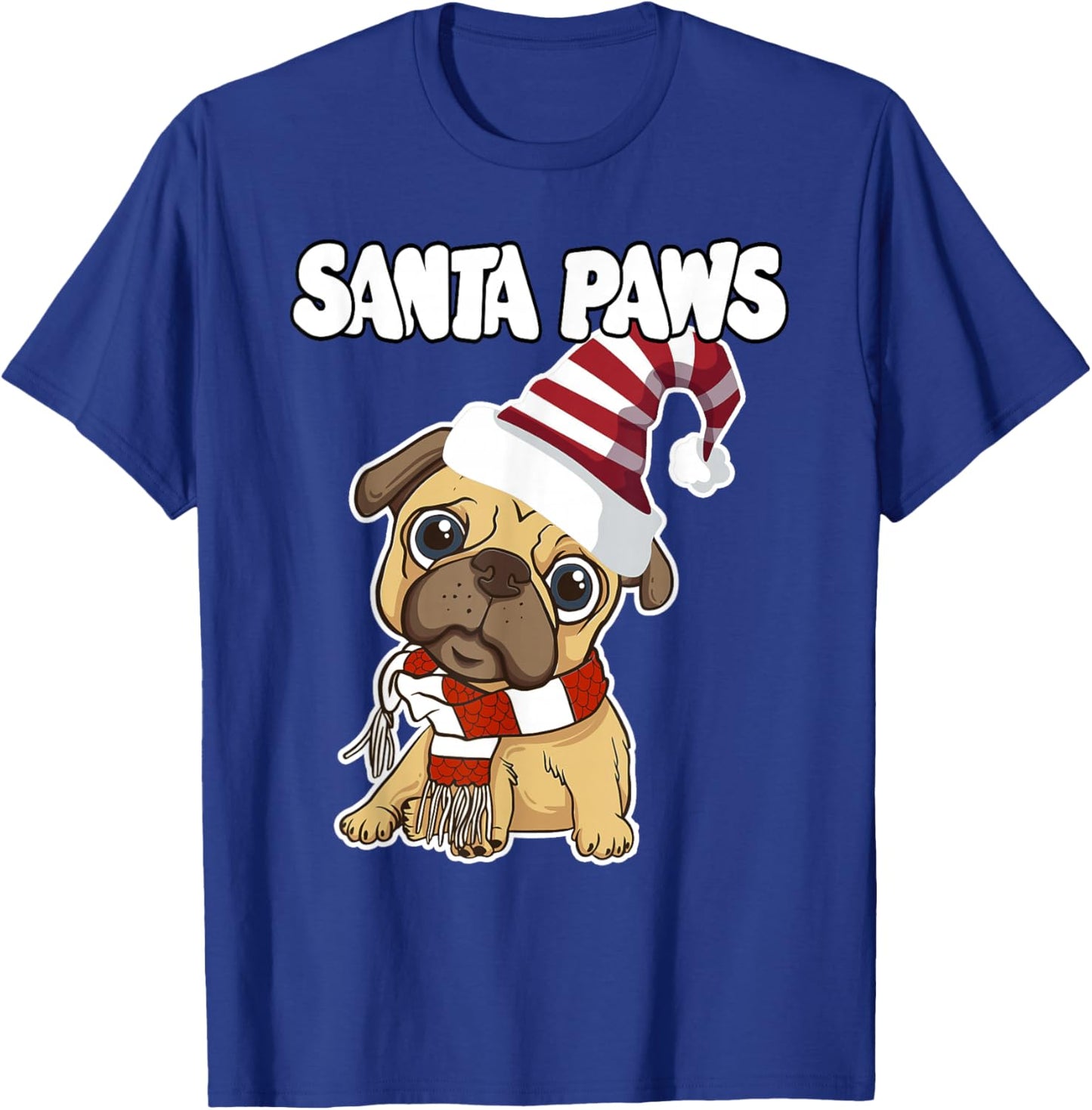 Pug Santa Paws Cute Christmas T-Shirt - T-Shirt | Royal