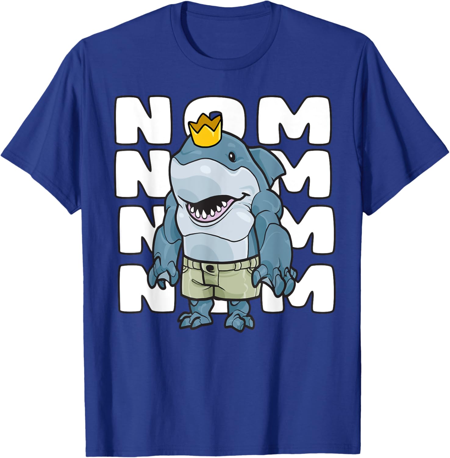 King of the Ocean Hungry Shark Baby Nom Nom Summer Camp Crew Men Women Kids T-Shirt - T-Shirt | Royal