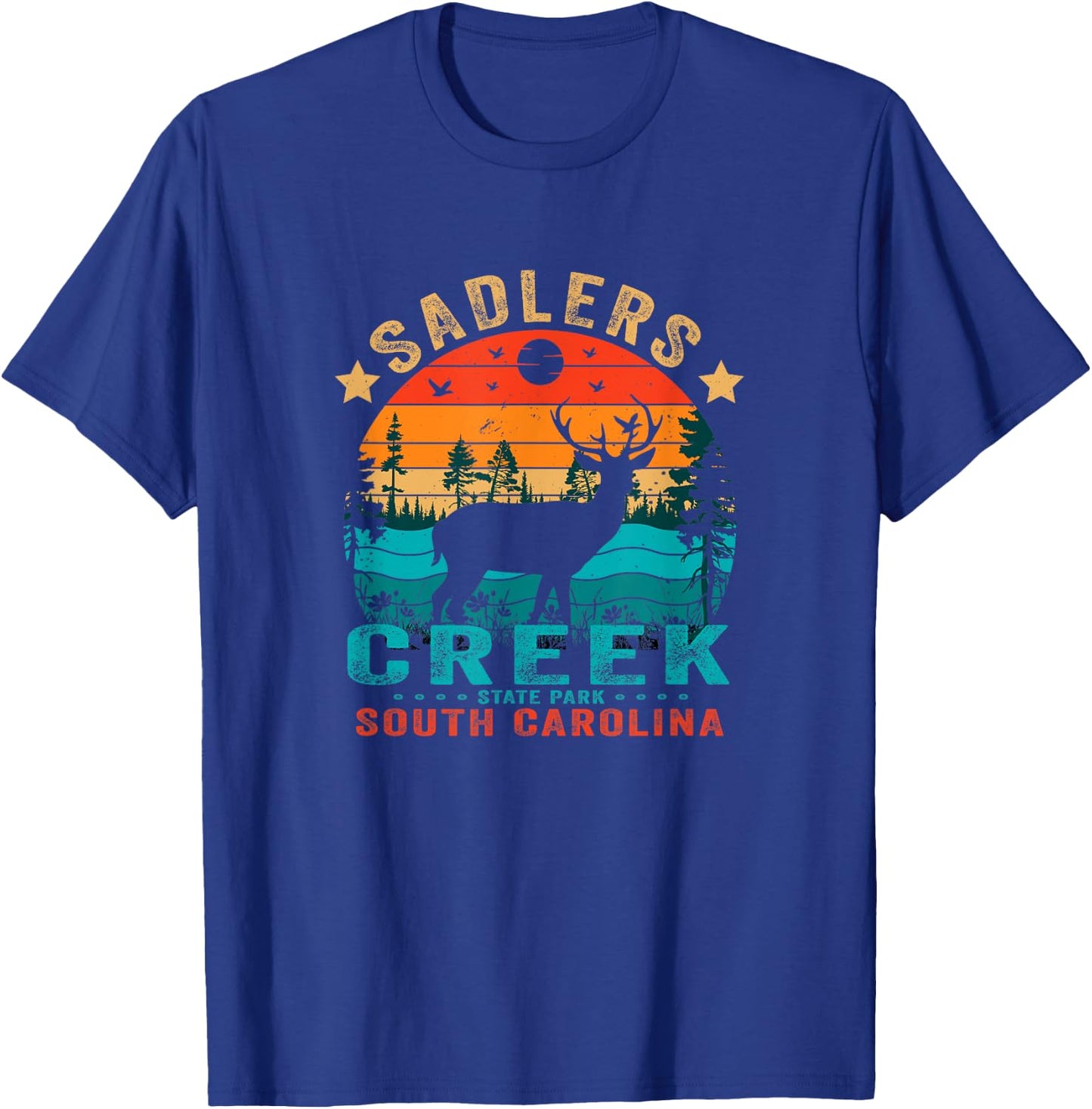 Sadlers Creek State Park South Carolina USA Retro Sunset T-Shirt - T-Shirt | Royal